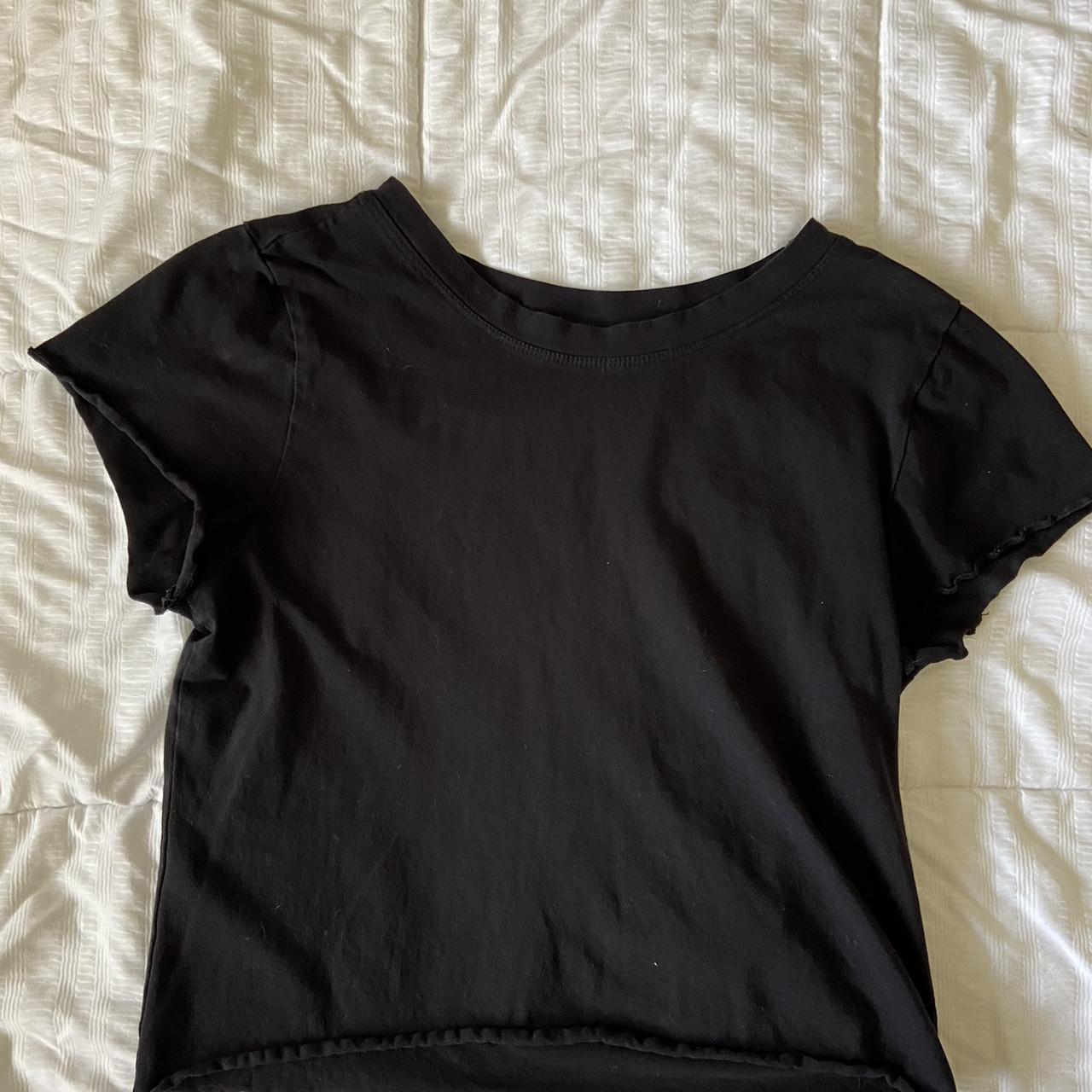 Plain black baby tee Like new, bottom and sleeves... - Depop