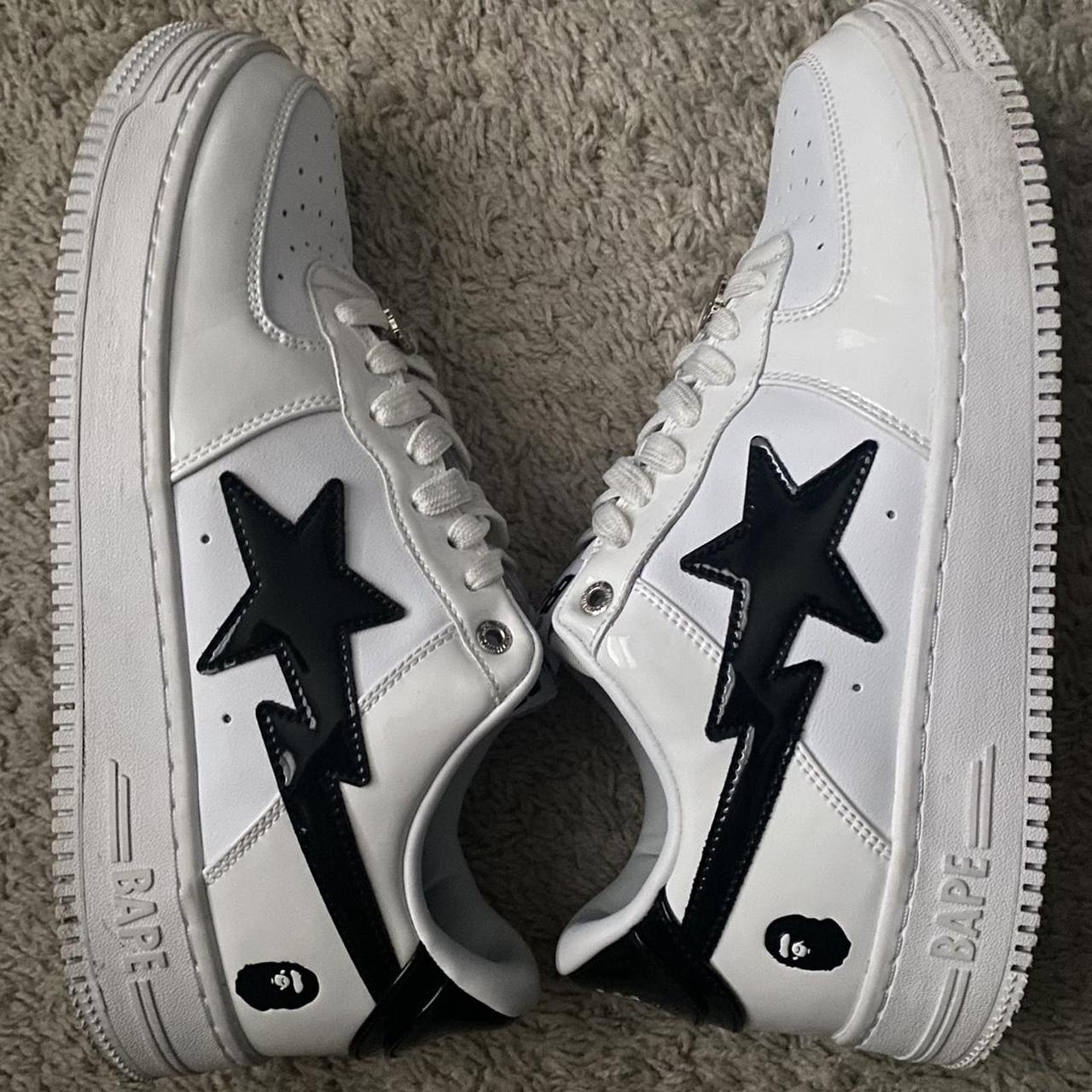 BAPESTA Patent Leather Black & White Shoes Size 11... - Depop