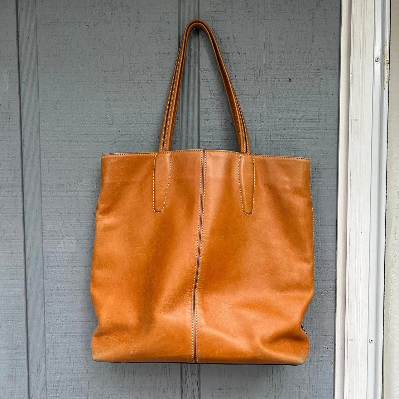 Tumi camel leather large tote bag shoulder bag Great Depop