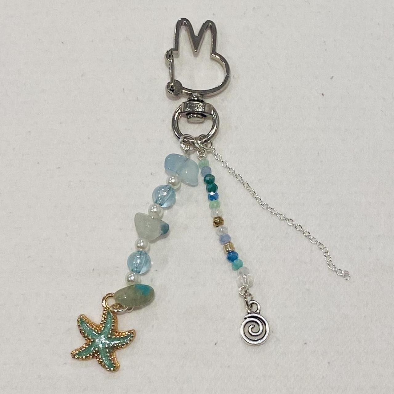 water keychain -bunny clasp -rocks/crystals -star... - Depop