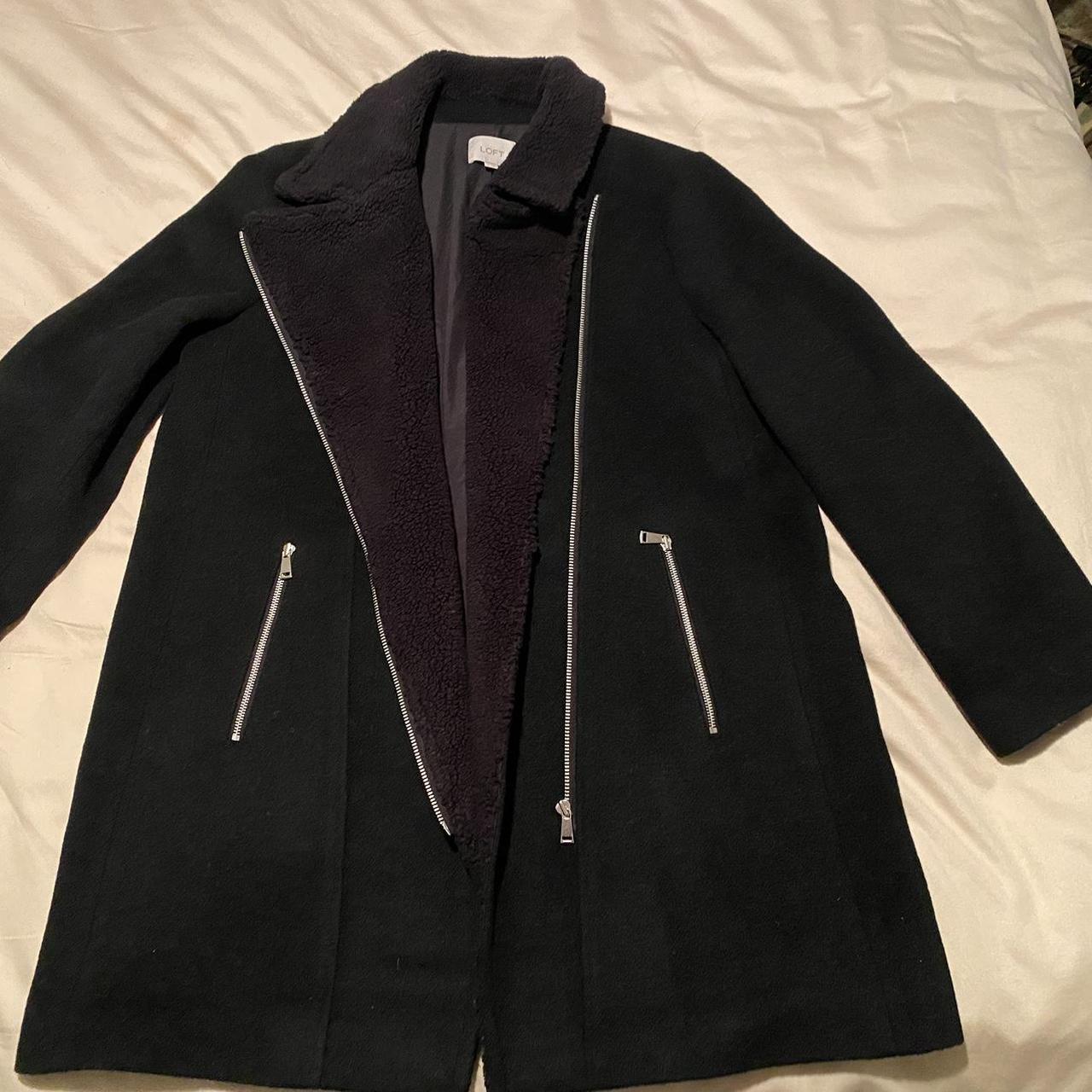 Ann Taylor Black Woolen Blazer LOFT Women's Overcoat Black XL