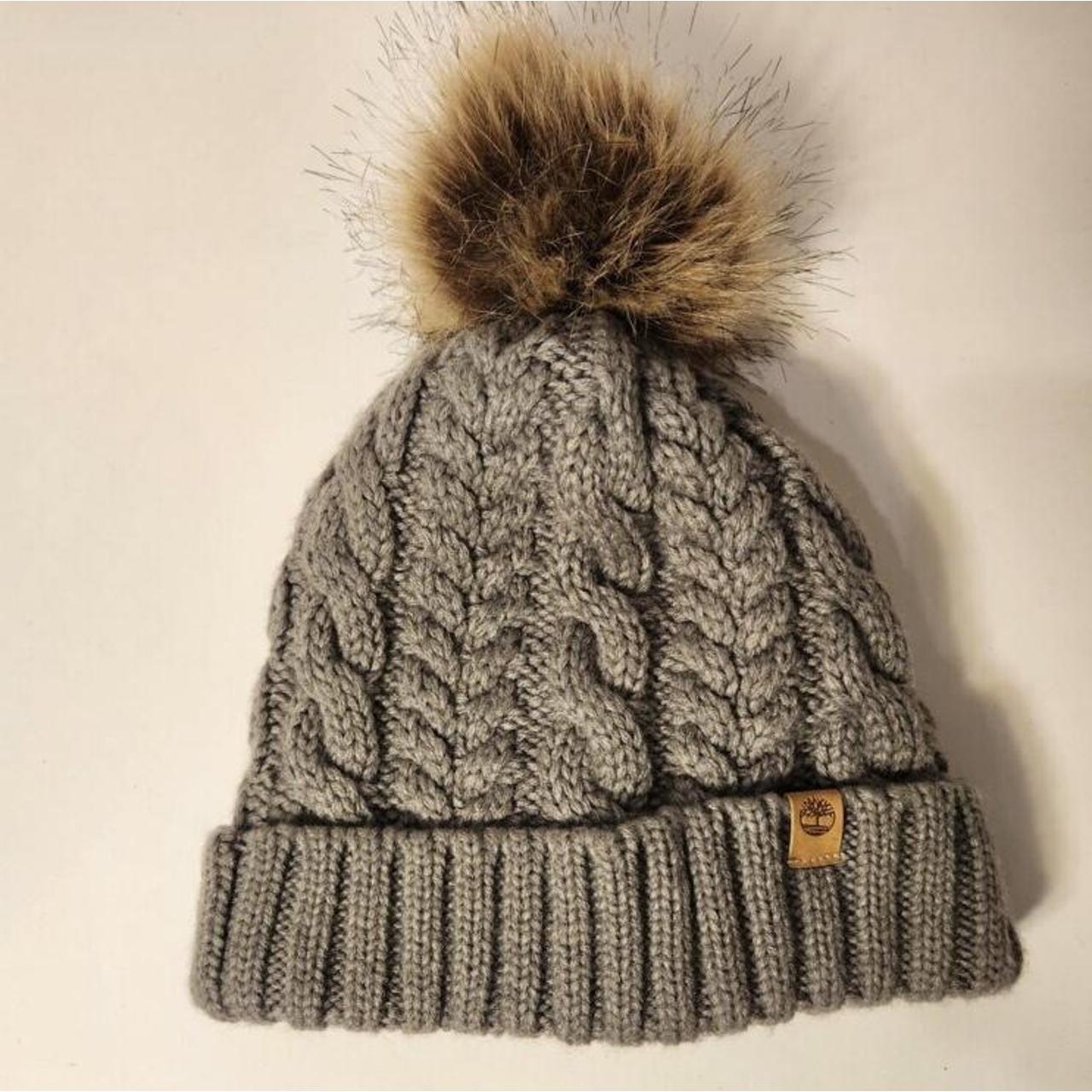 cozy Timberland beanie with faux fur pom…new Depop
