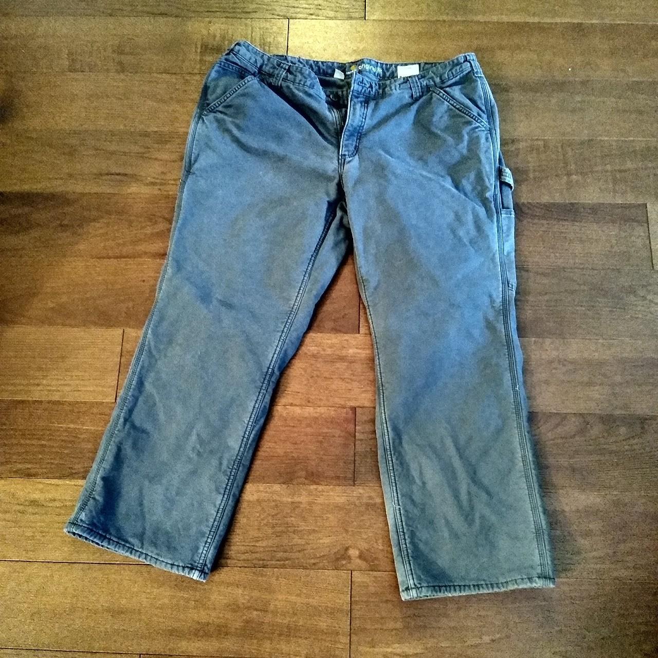 Carhartt Original Fit Insulated Grey Pants Fleece - Depop