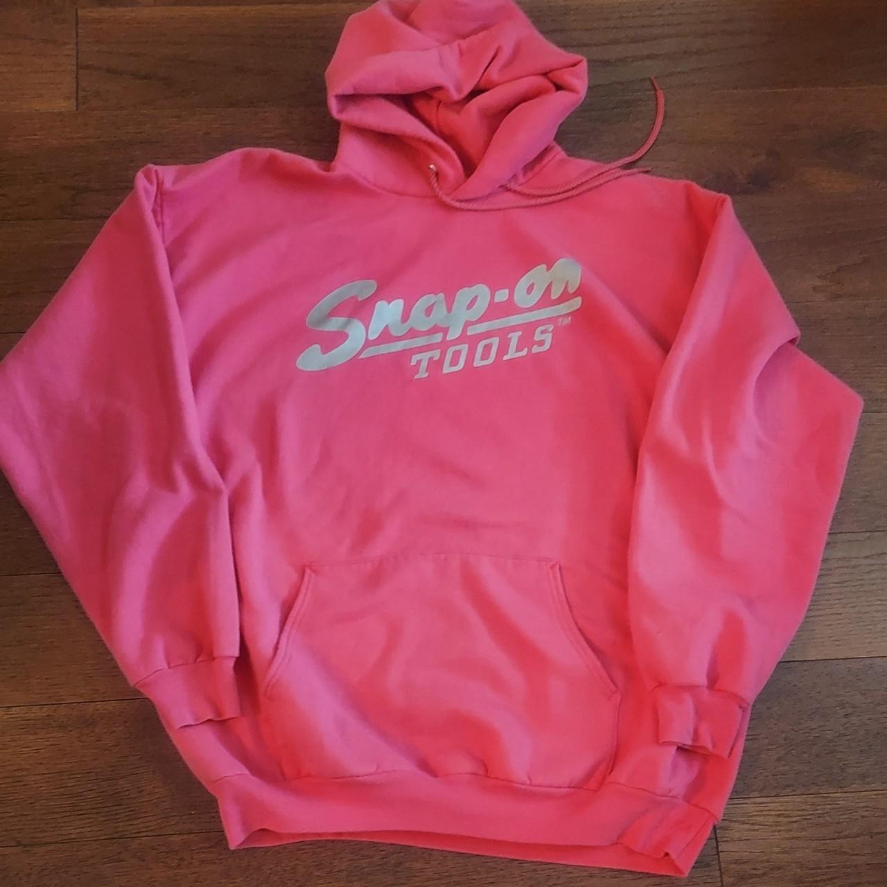 Pink snap hotsell on hoodie