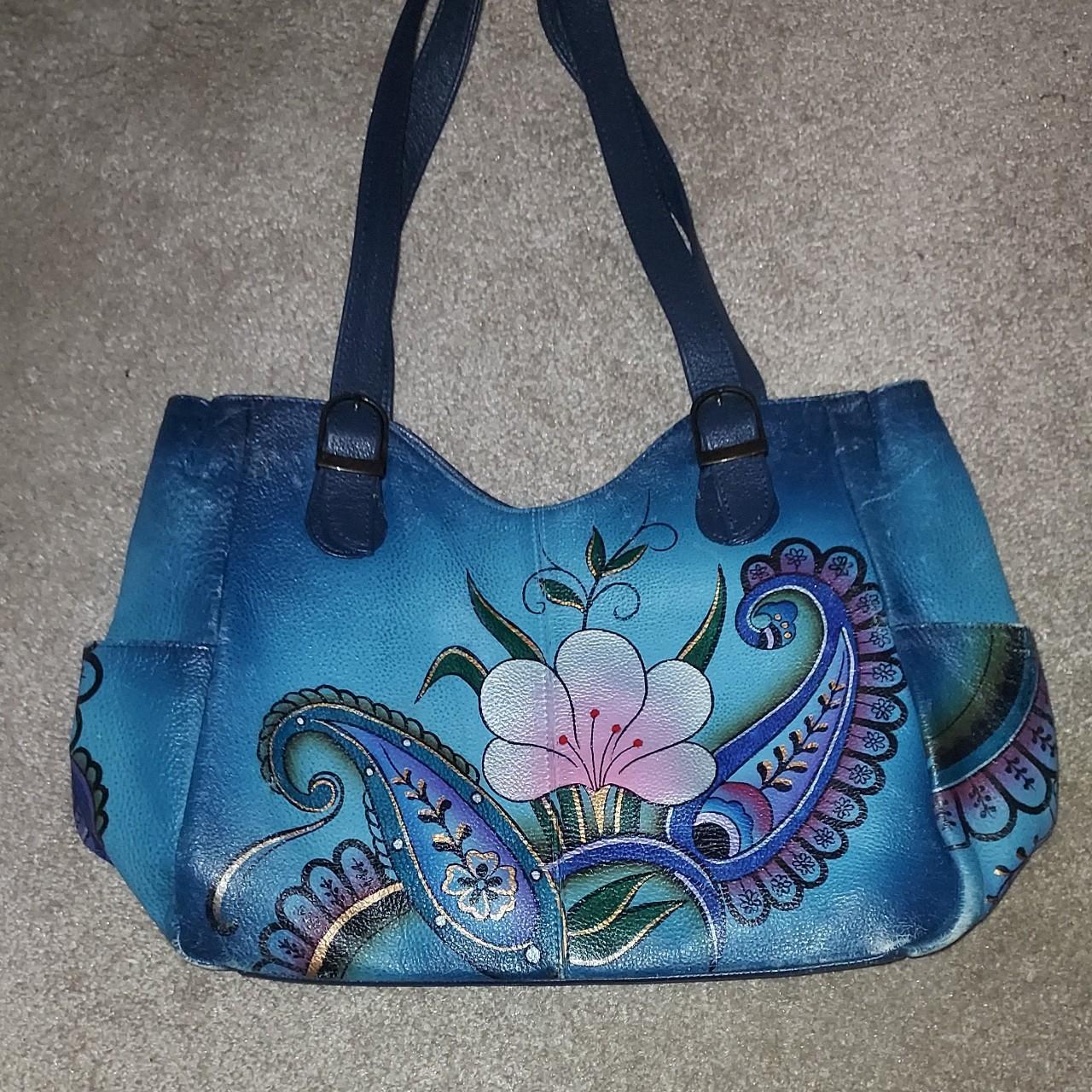 Anna by Anuschka popular Leather Tote Purse Hand-painted