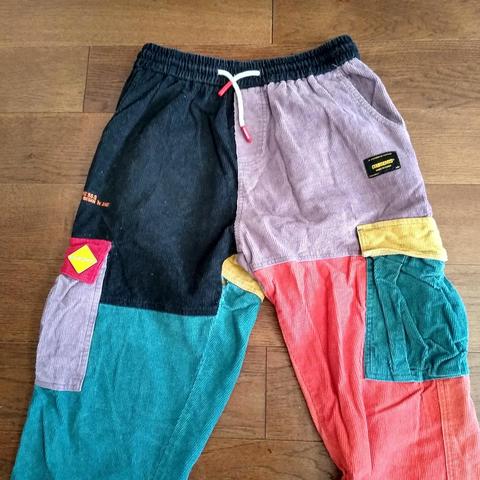 Back to 90's Patchwork Color Block Corduroy Cargo Pants