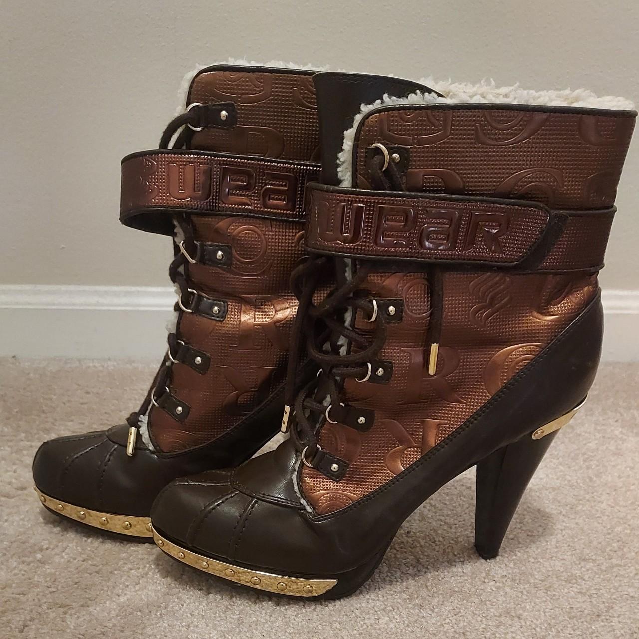 Rocawear High Heeled Ankle Boots, Brown and Copper... Depop