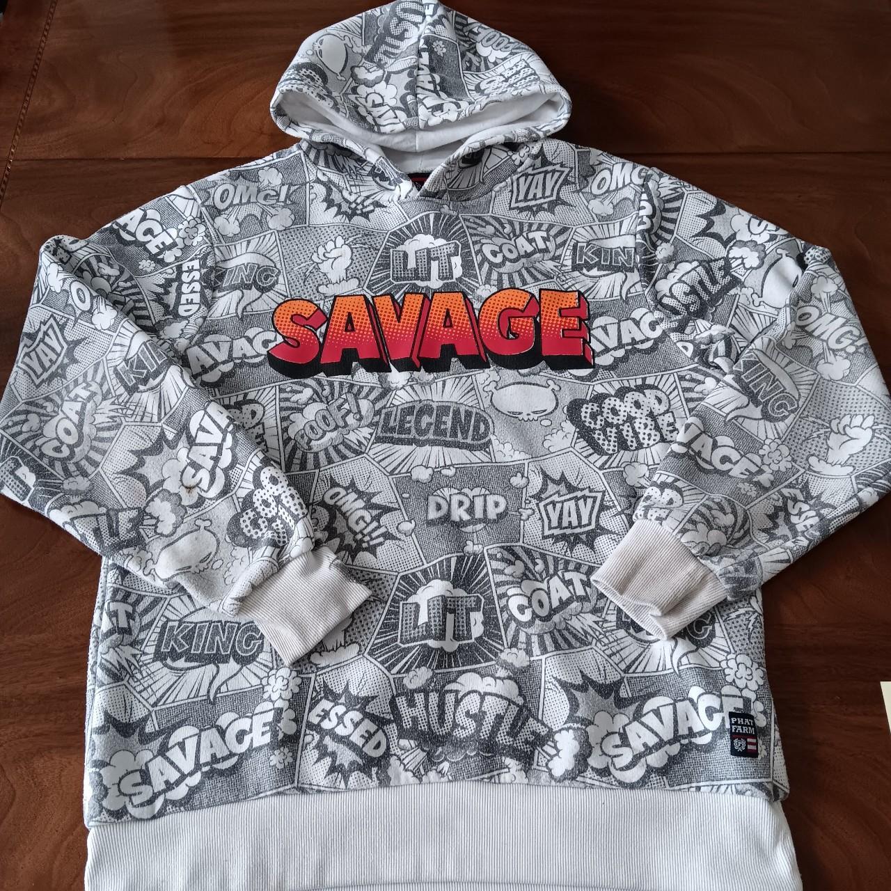 Phat Farm Savage Hoodie. White and black all over | Depop