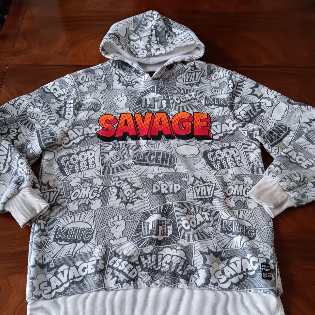 Phat Farm Savage Hoodie. White and black all over | Depop