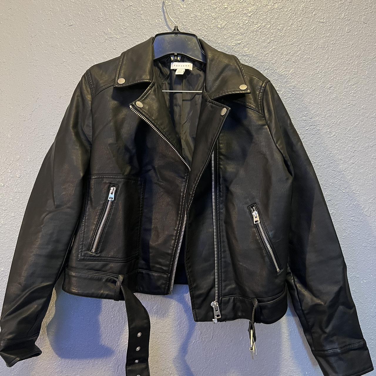 🤍topshop leather jacket 🤍can’t find this exact one... - Depop