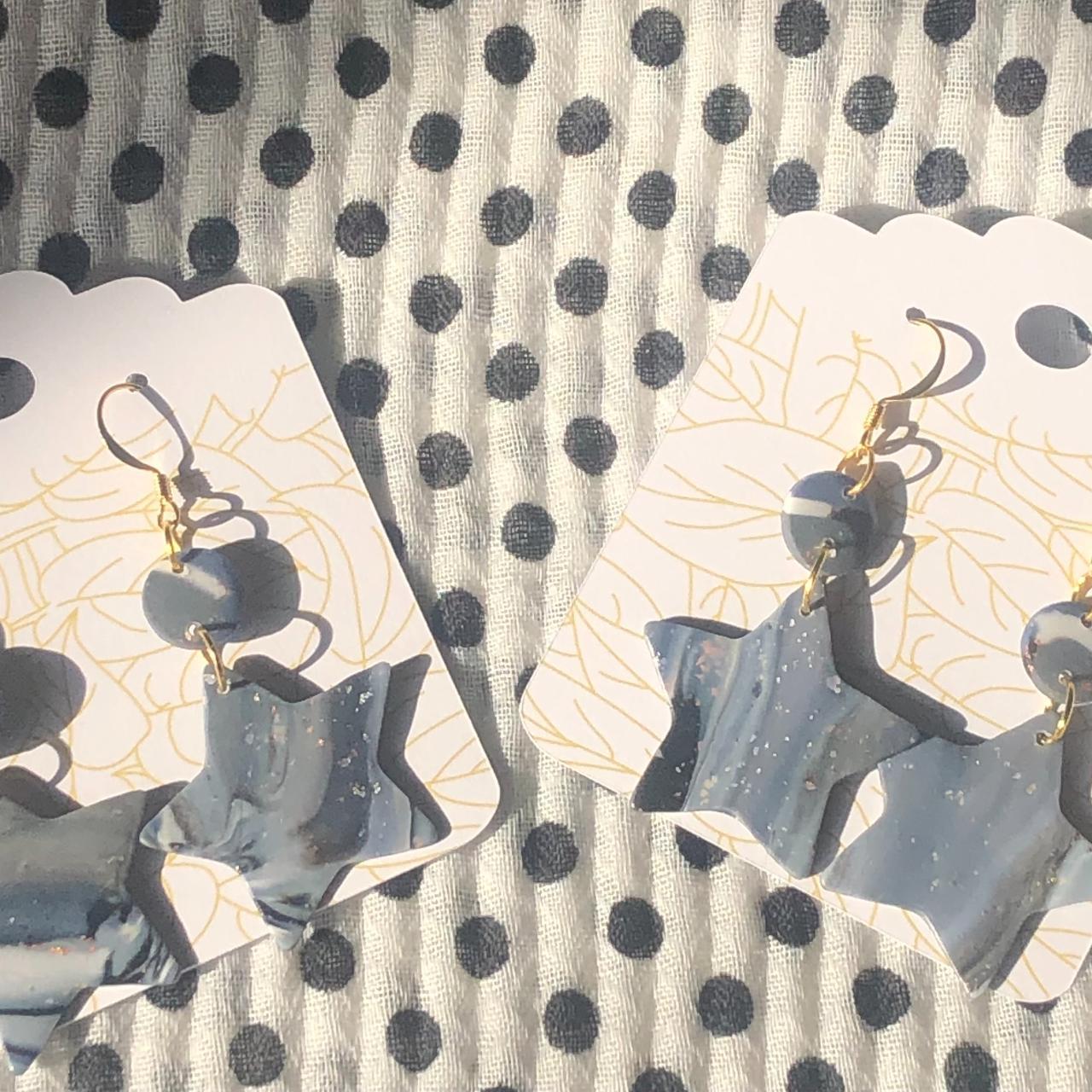 Earring hooks are 18k gold plated brass. Beautiful... - Depop