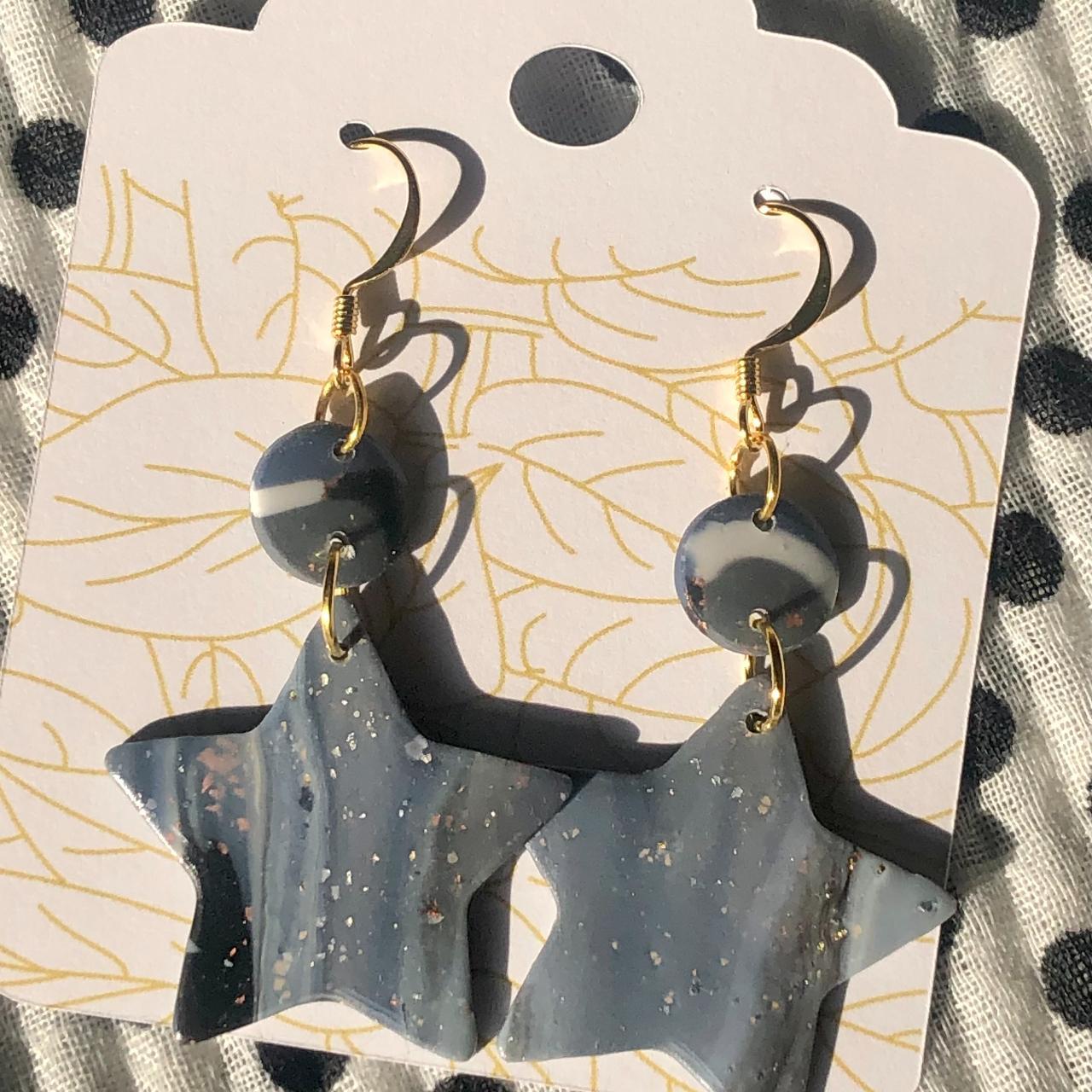Earring hooks are 18k gold plated brass. Beautiful... - Depop