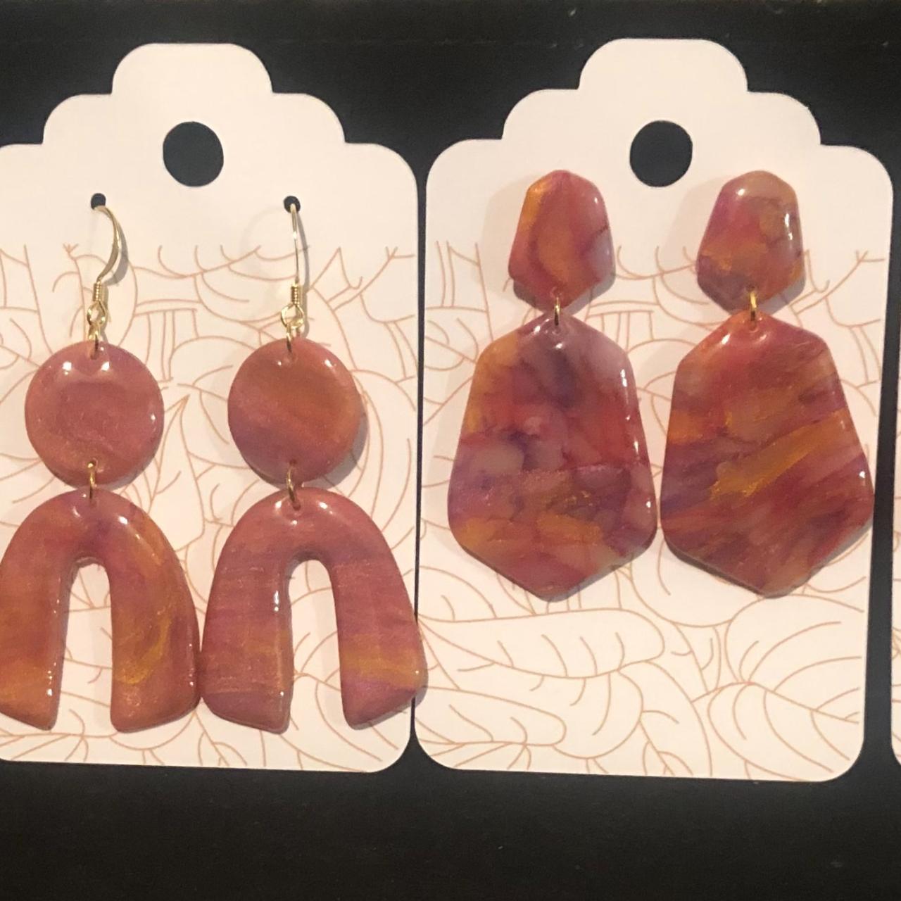 Autumn inspired design polymer clay drop earrings.... Depop