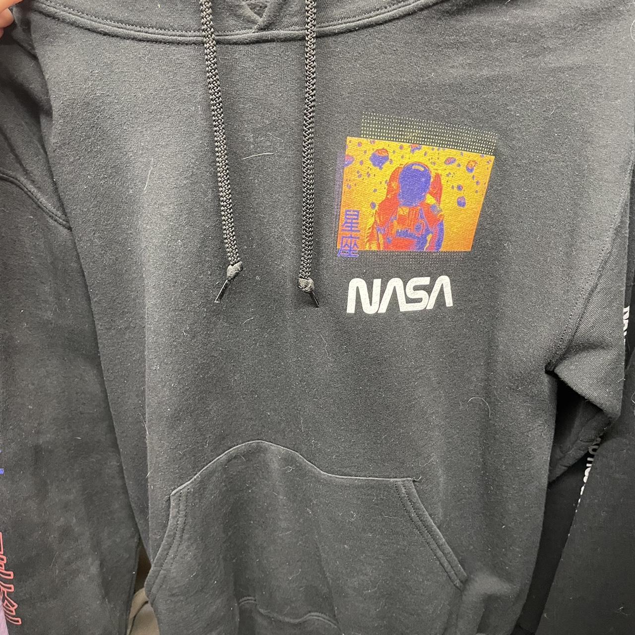 NASA Men's Black and Yellow Hoodie Depop