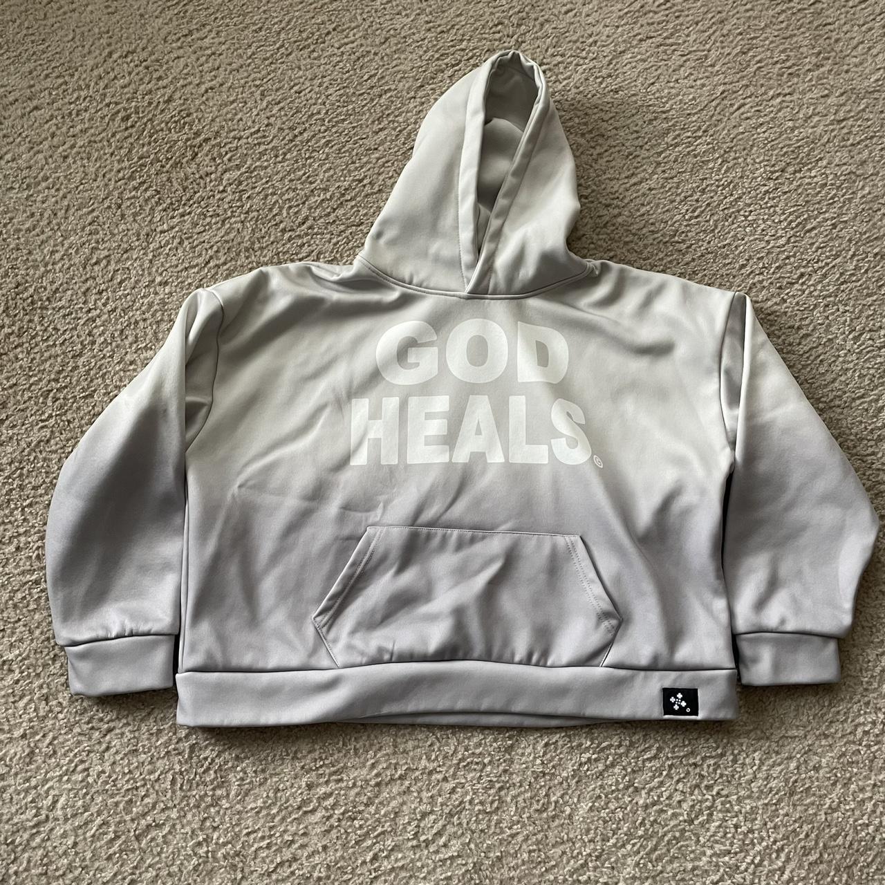 Grey God Heals hoodie #greyhoodie - Depop