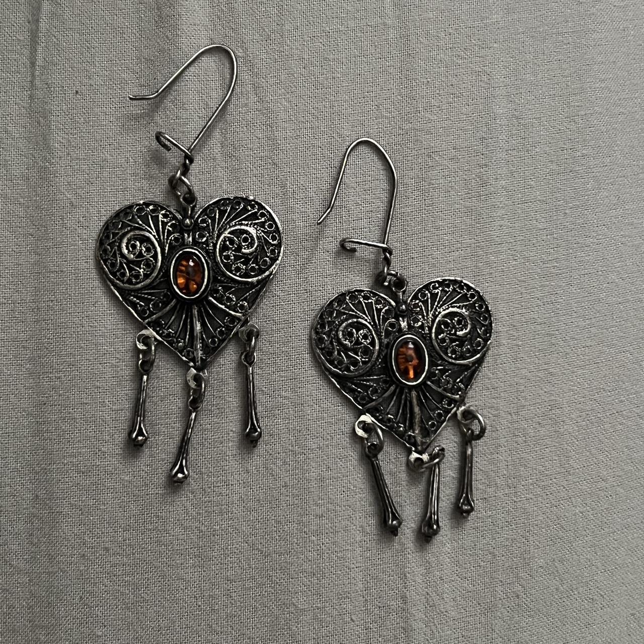 vintage silver heart earrings #antique #vintage... - Depop