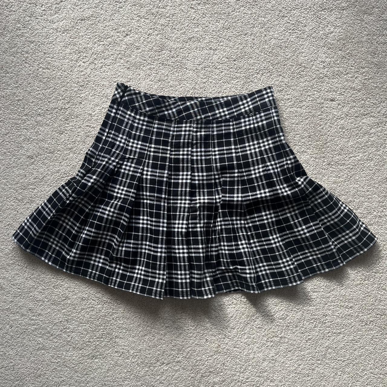 Plaid Pleated Mini Skirt Tartan Skirt Factorie Black And White