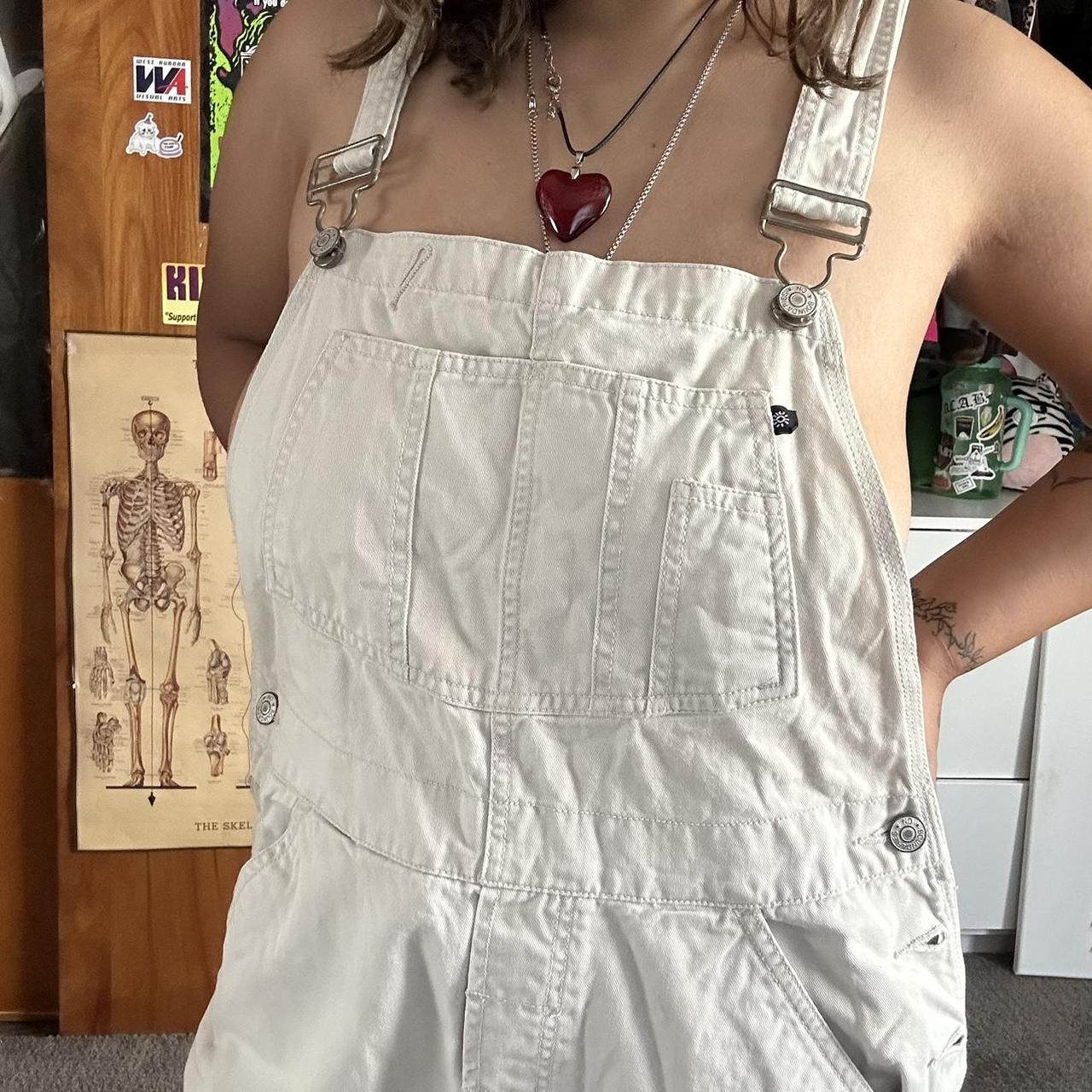 No Boundaries Women's Cream Dungareesoveralls Depop