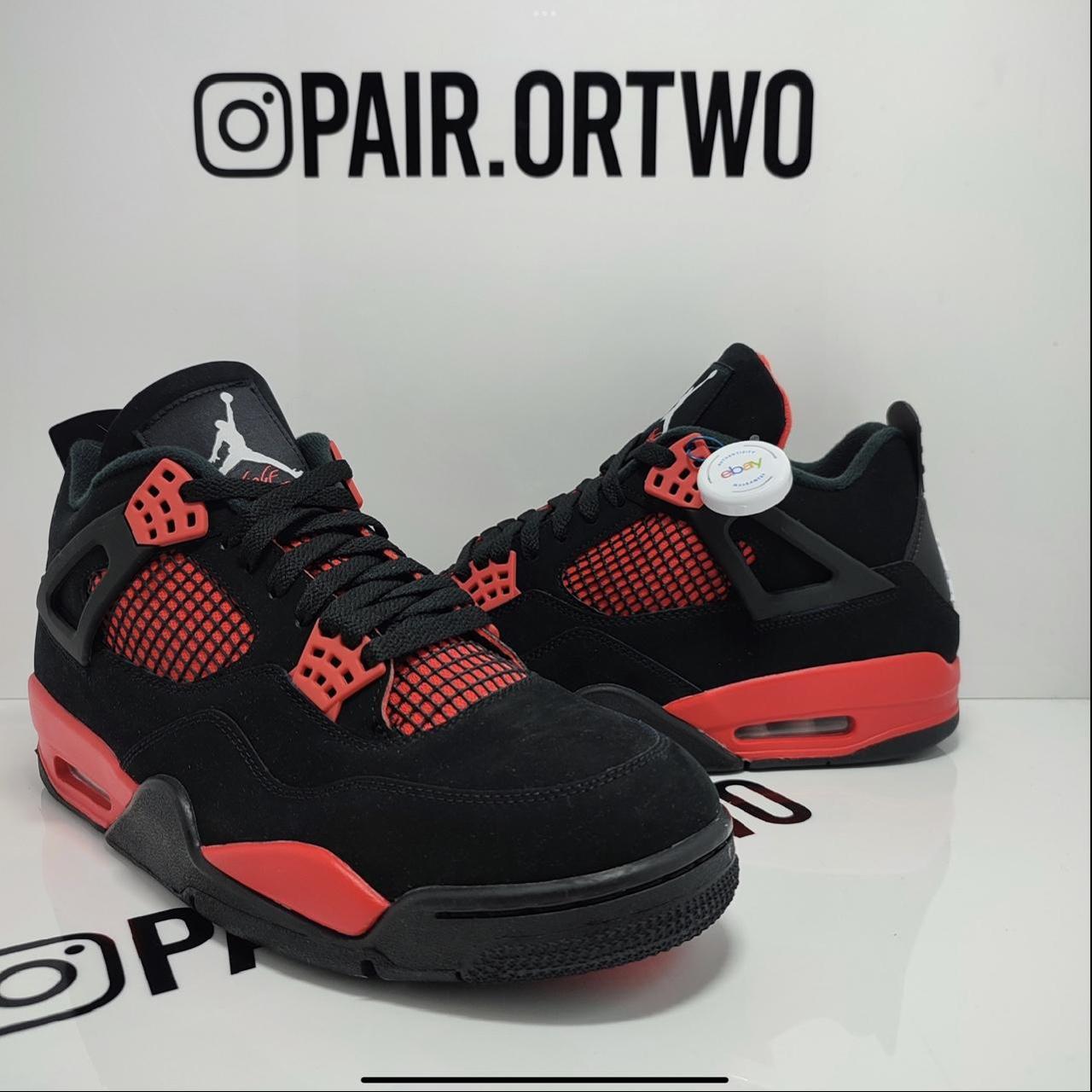 Jordan Men's Red and Black Trainers | Depop