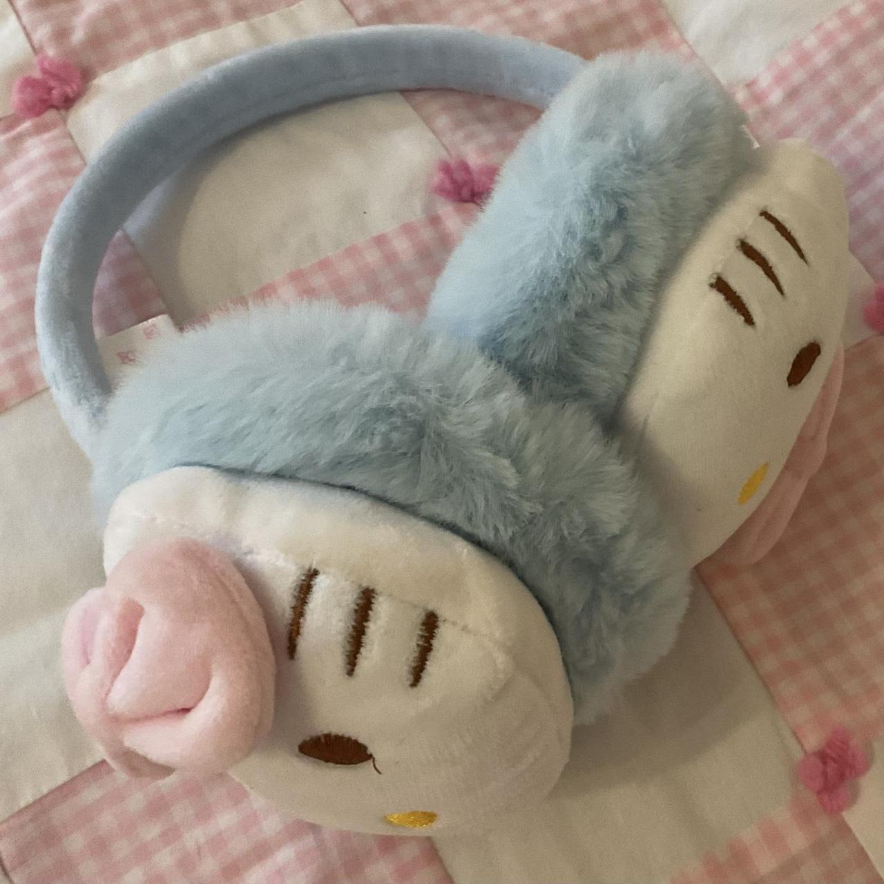 baby blue hello kitty plush ear muffs 🎧 officially... - Depop