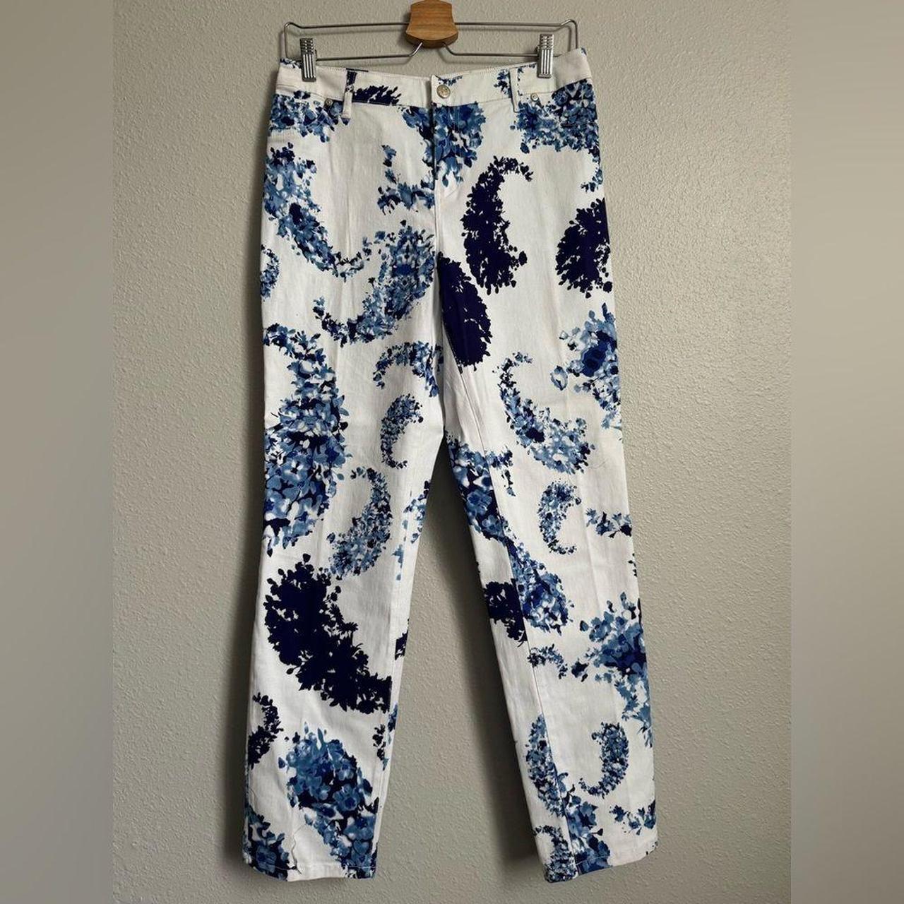 Source Unknown Women's Printed Pants - White/Blue… - image 5