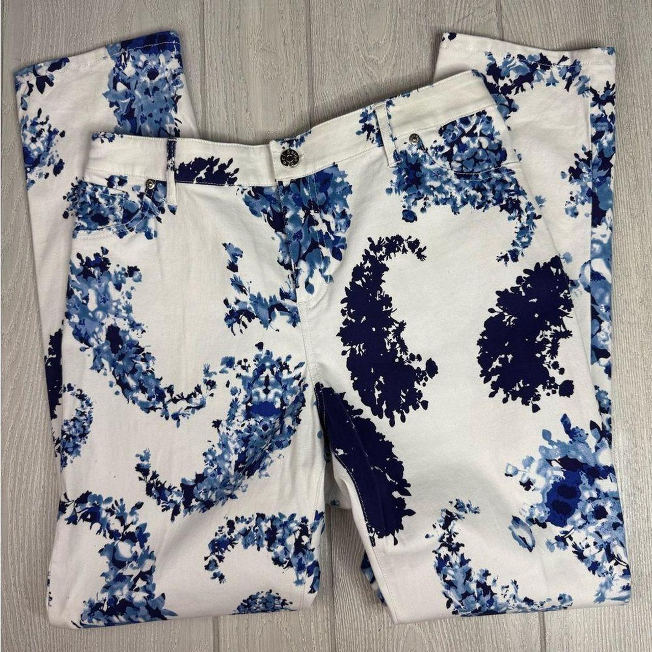Source Unknown Women's Printed Pants - White/Blue… - image 1