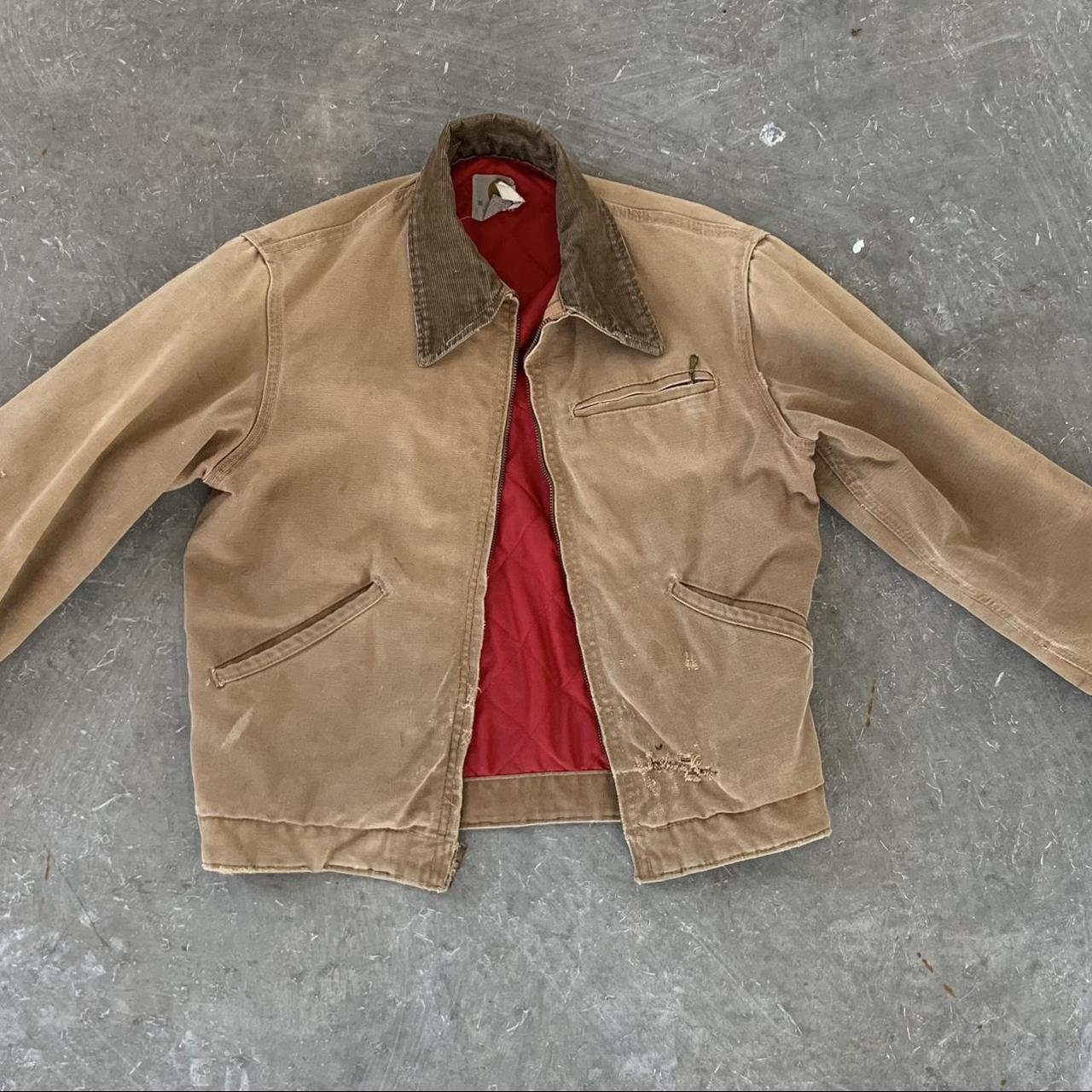 Carhartt Men's Tan and Red Jacket | Depop