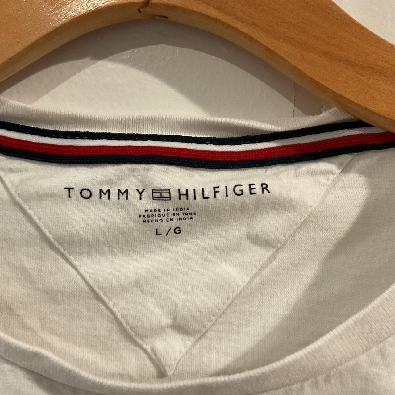 tommy hil white tshirt size large - Depop