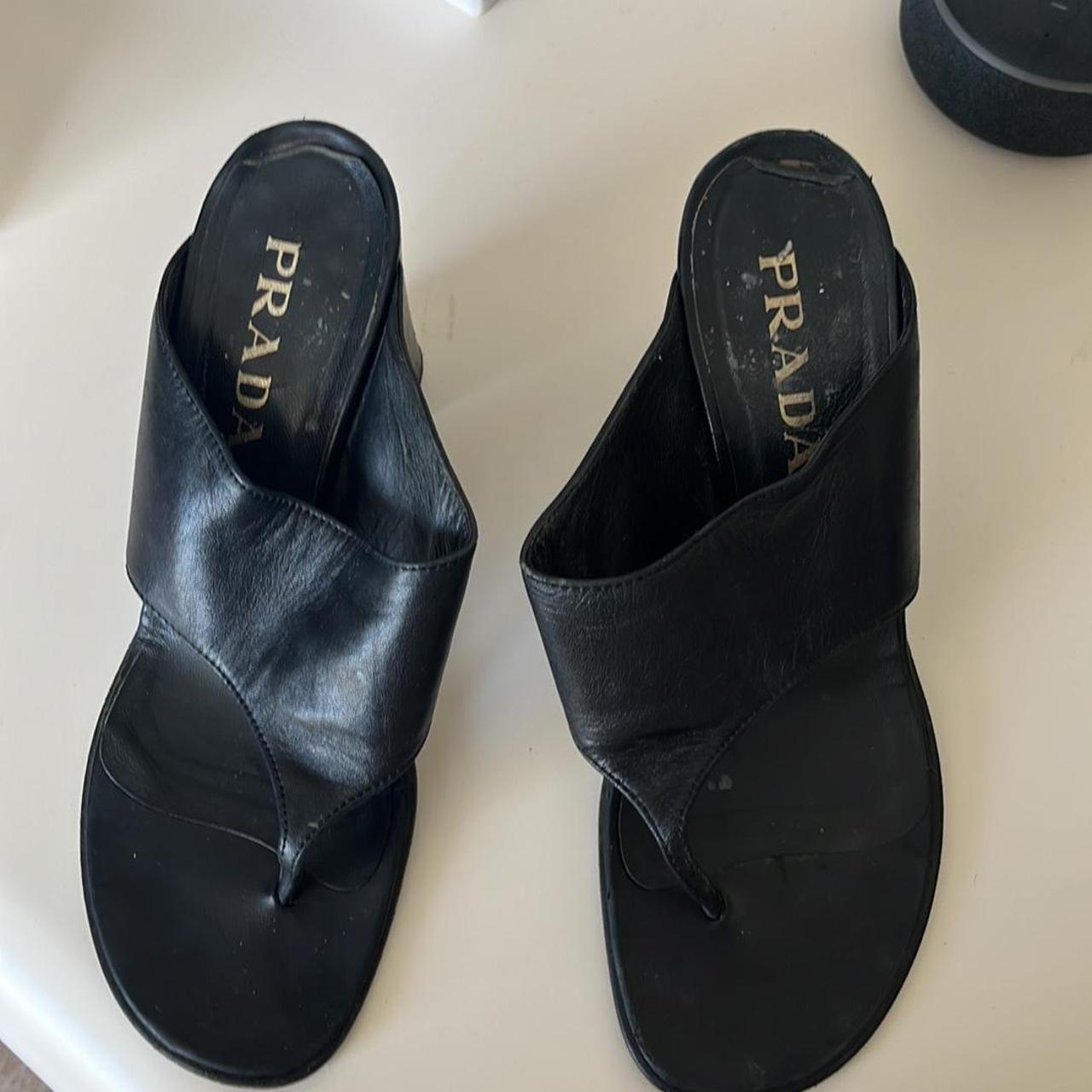 Prada Women's Black Flipflops | Depop