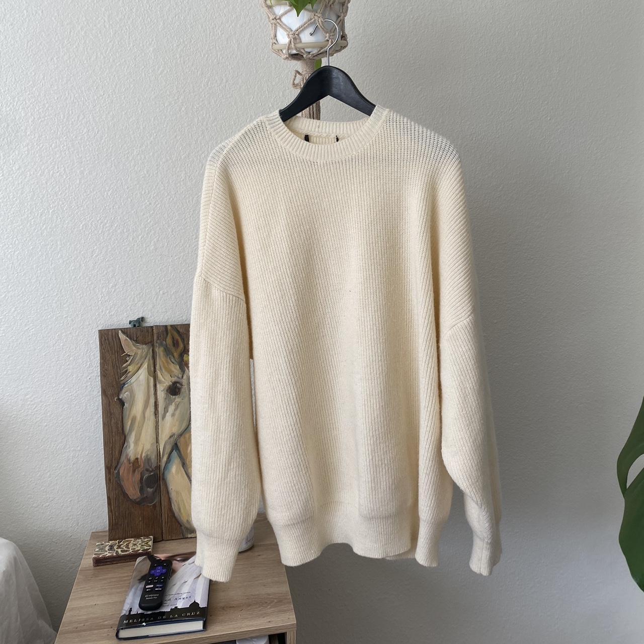 Cream oversized knit sweater. Can b worn with a pair... - Depop