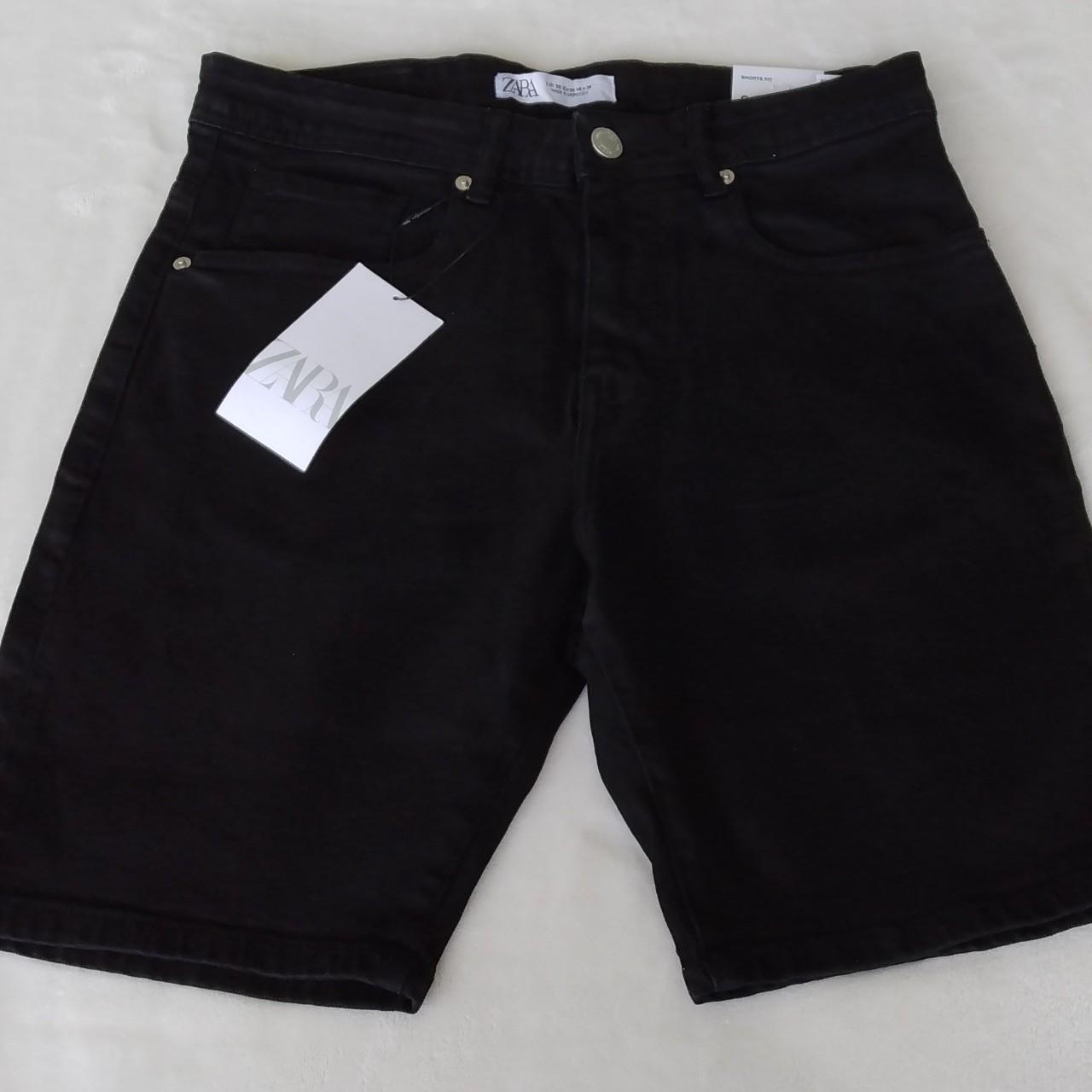  Zara men's black denim jean Bermuda shorts size... Depop