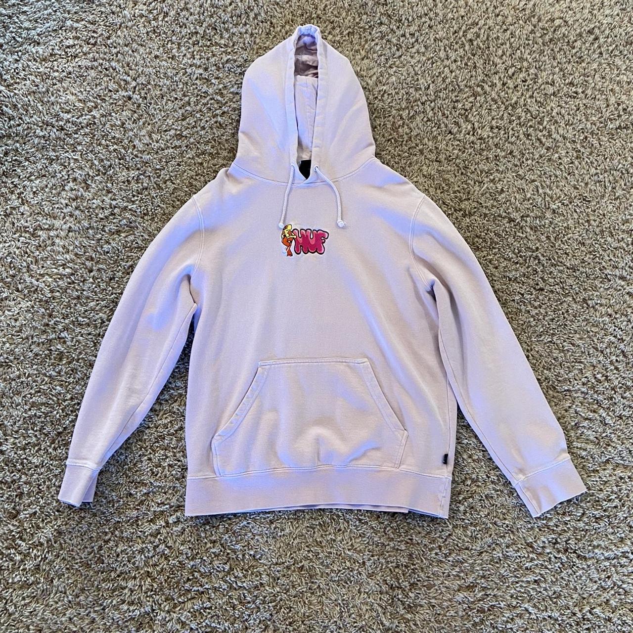 HUF Pink Vintage Hoodie. Good condition, worn... - Depop