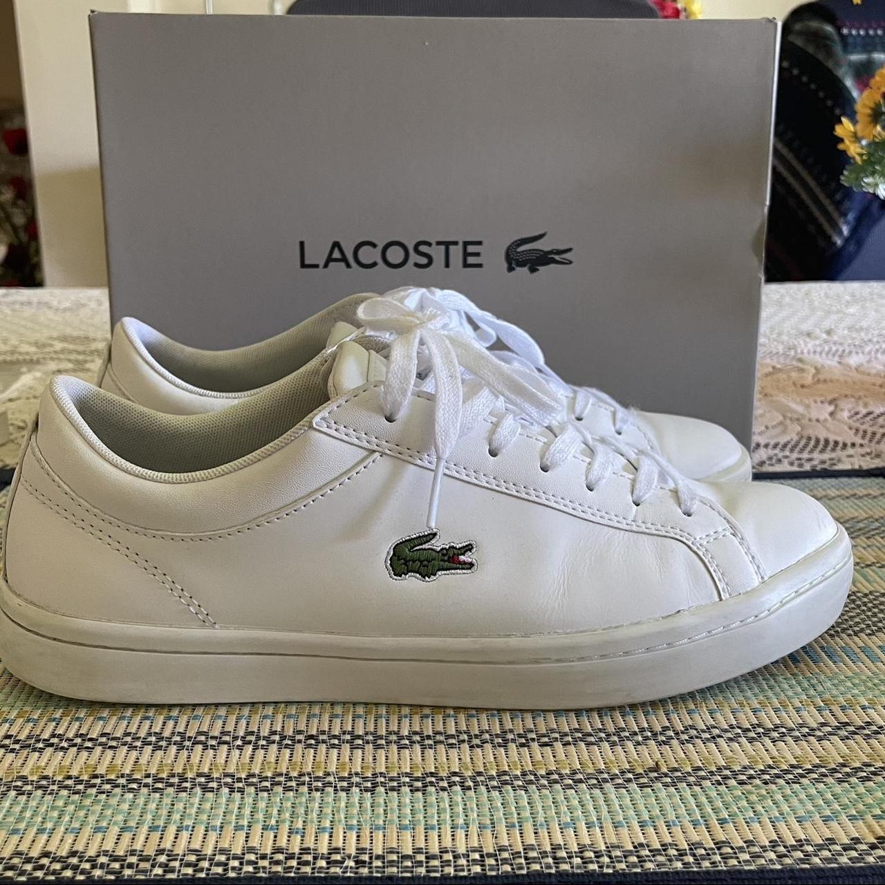 Lacoste Straightset BL 1 White Leather... - Depop