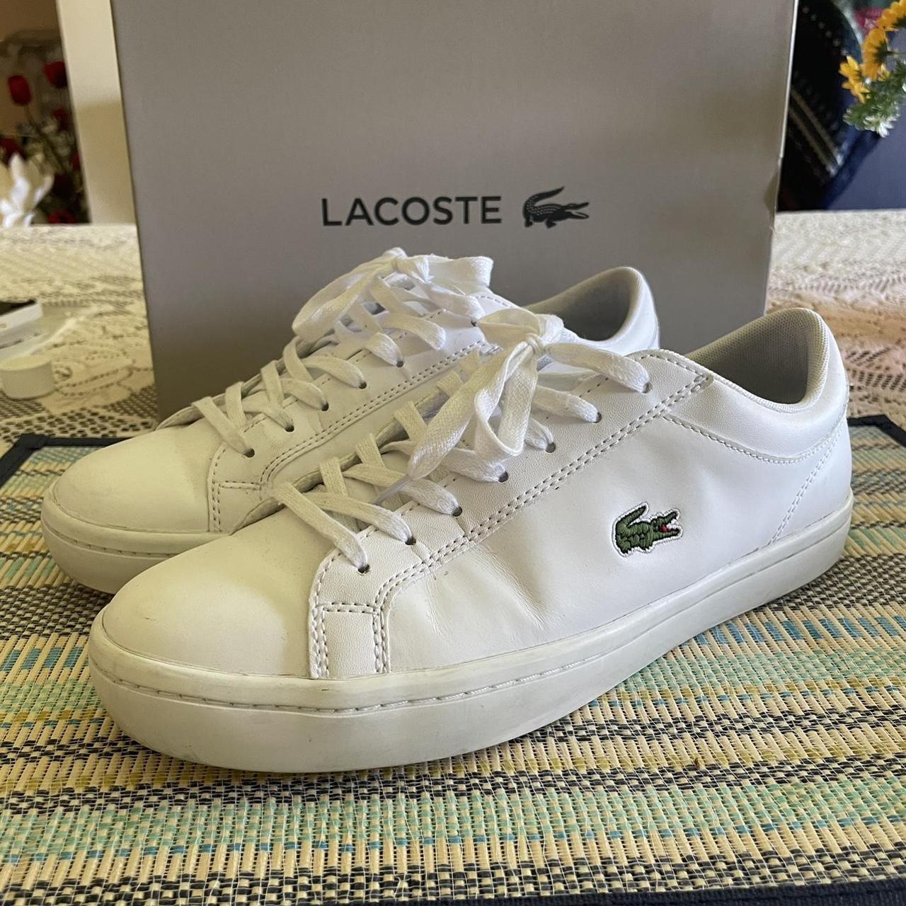 Lacoste Straightset BL 1 White Leather... - Depop