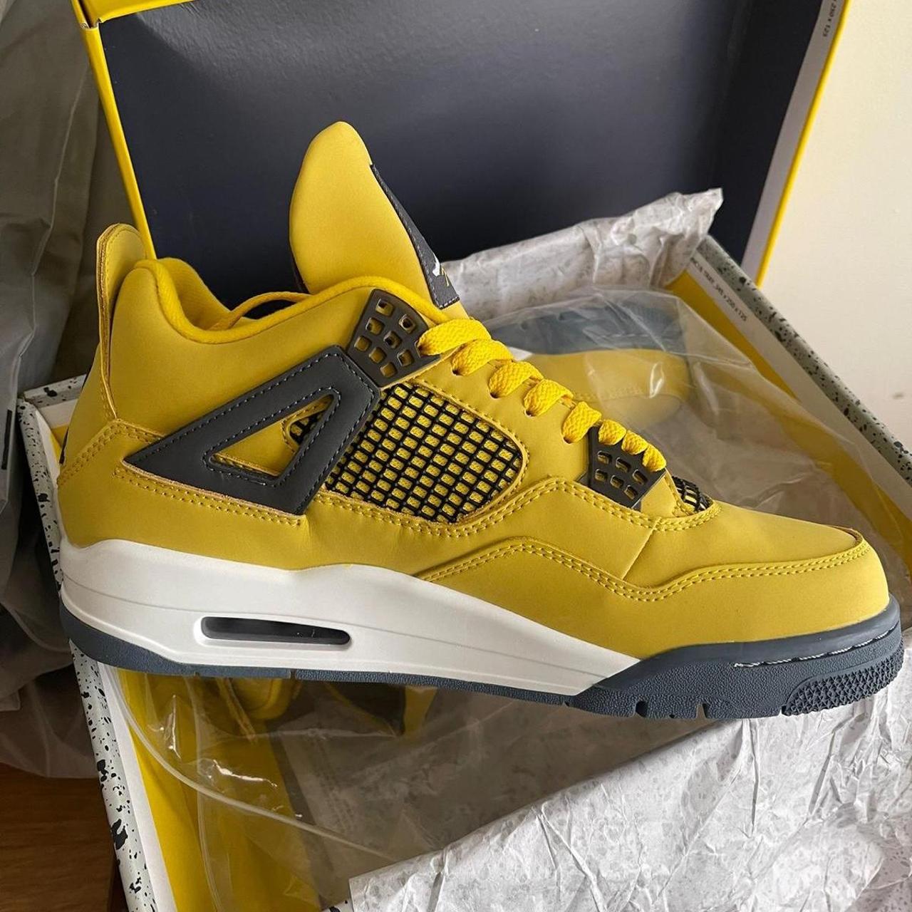 Jordan 4 Lightning’s with spare laces too, brand new... - Depop