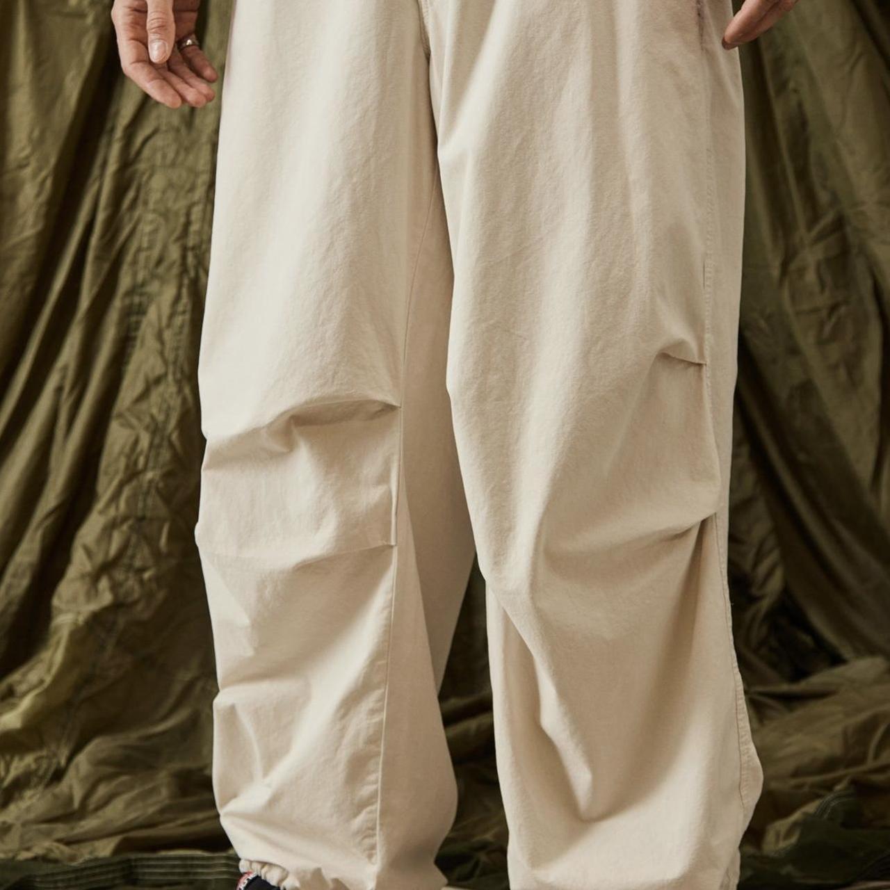 Urban Outfitters Baggy Tech Pants cream Worn a... - Depop