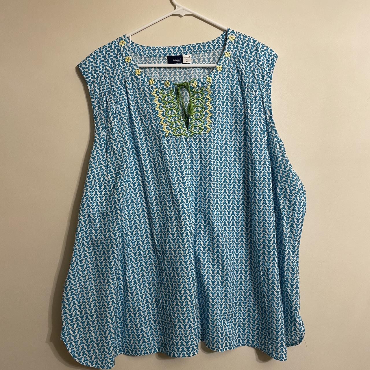 Basic Editions Women's Blouse - Multi/Blue – Blue… - image 1