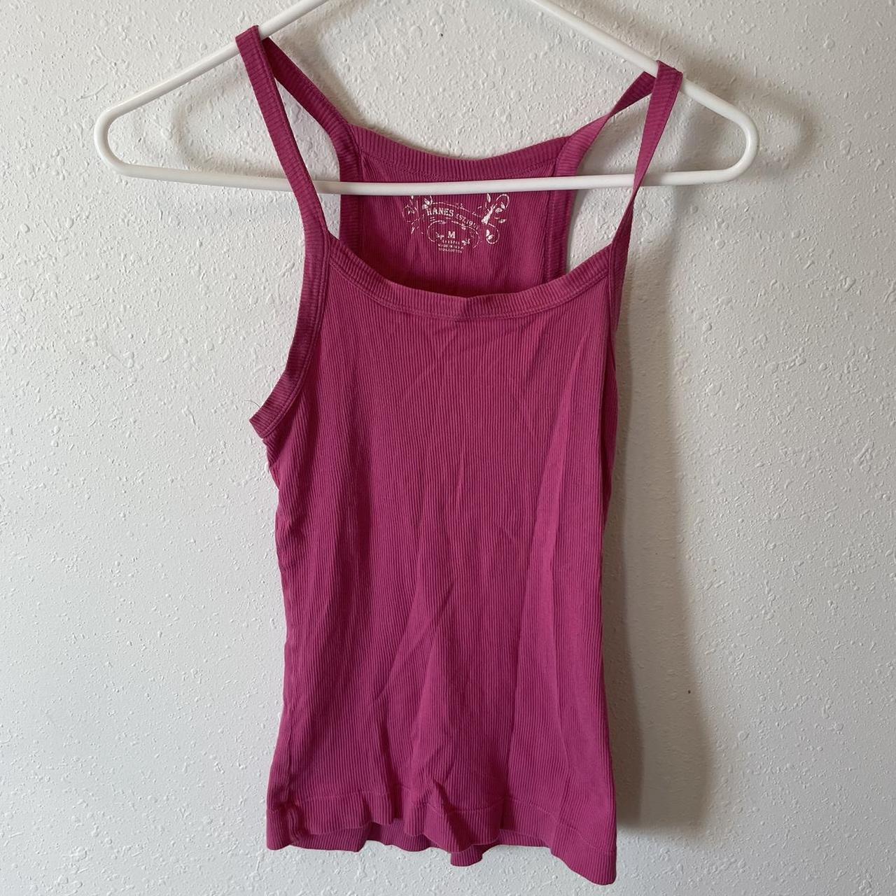 Basic pink tank top brand Hanes est 1901 size M 100%... - Depop