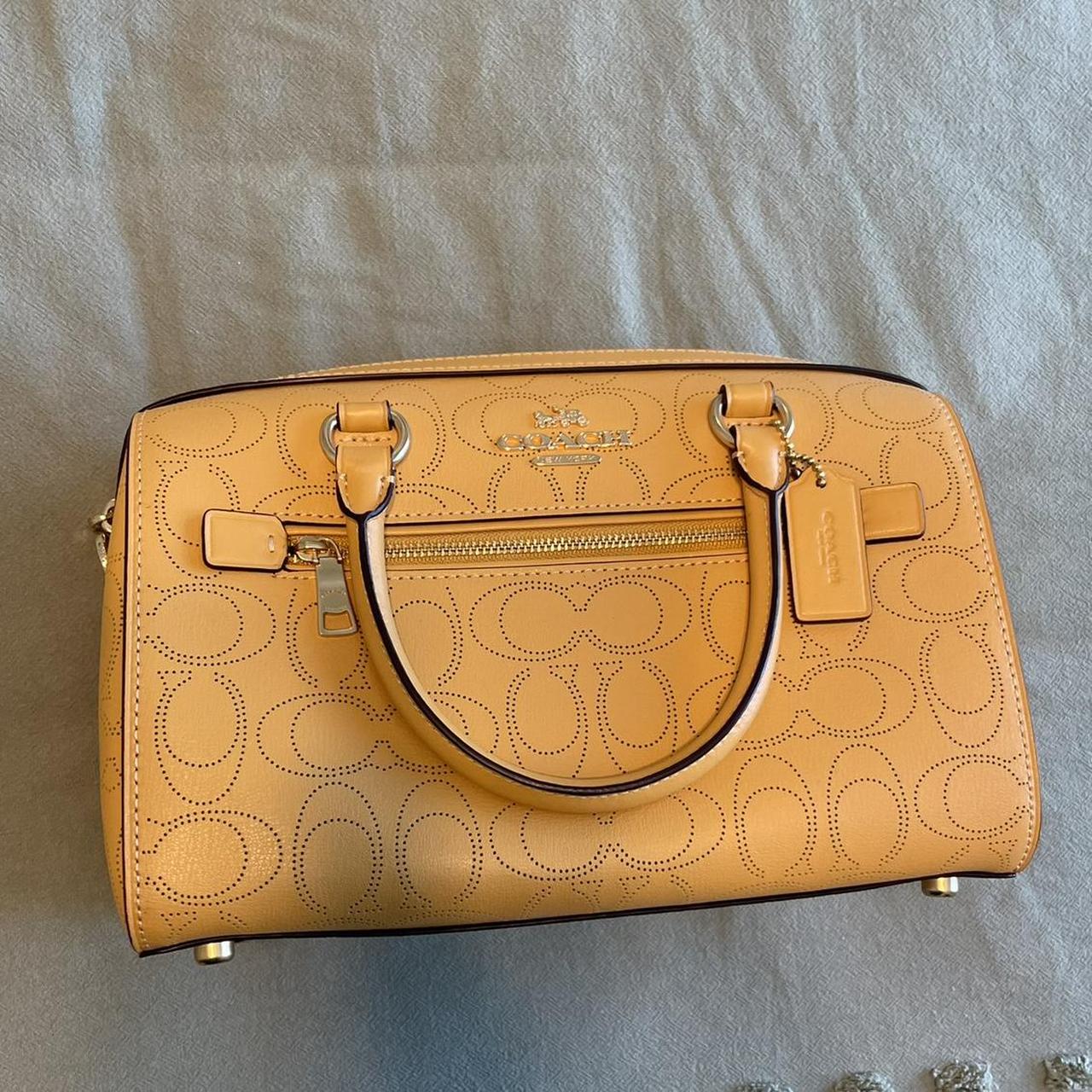 【COACH】Rowan Satchel Bag In Signature Canvas /Orange Coach Rowan Satchel Bag In Signature Canvas With Orange
