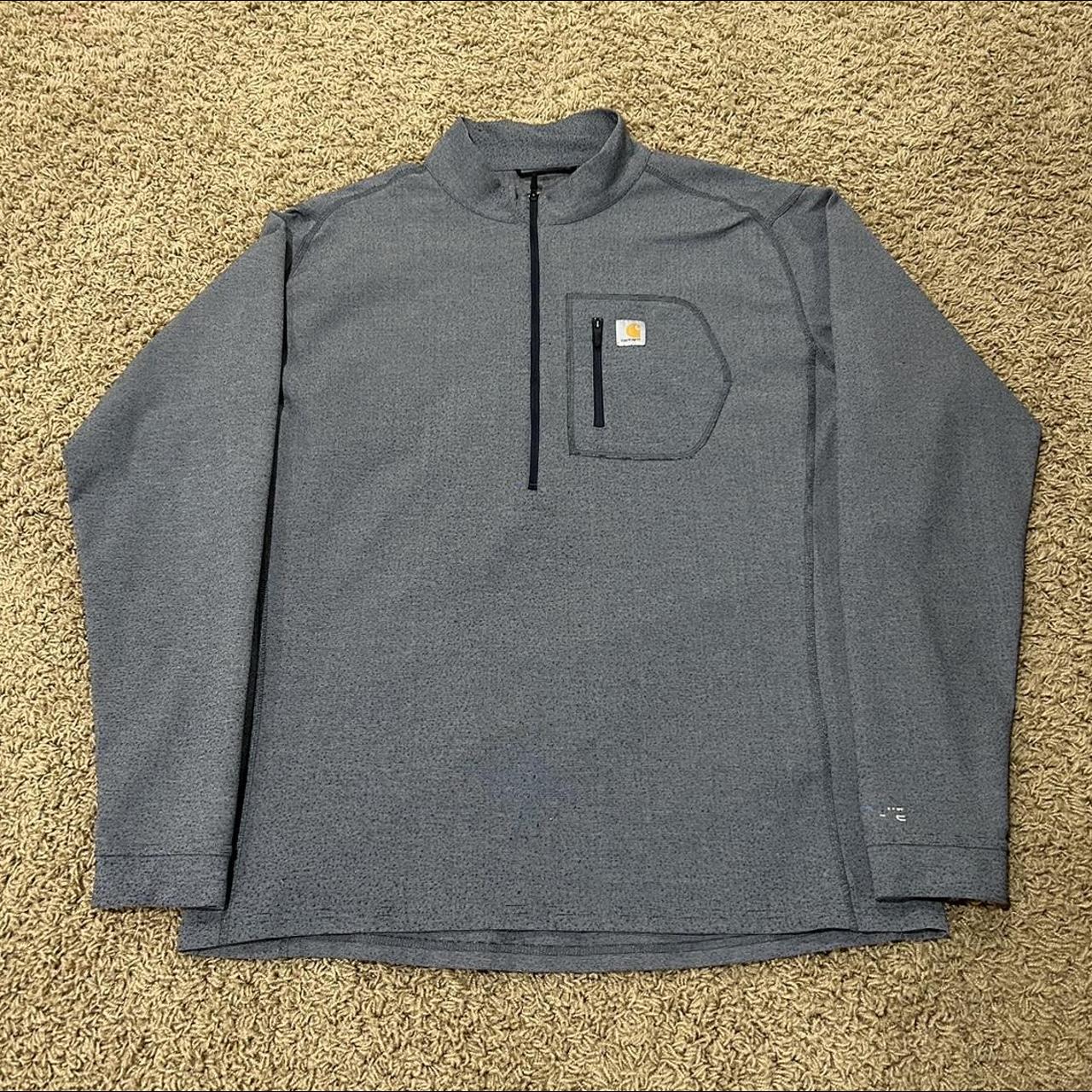 Grey Carhartt quarter zip Size: XL Measures: 23W x... - Depop