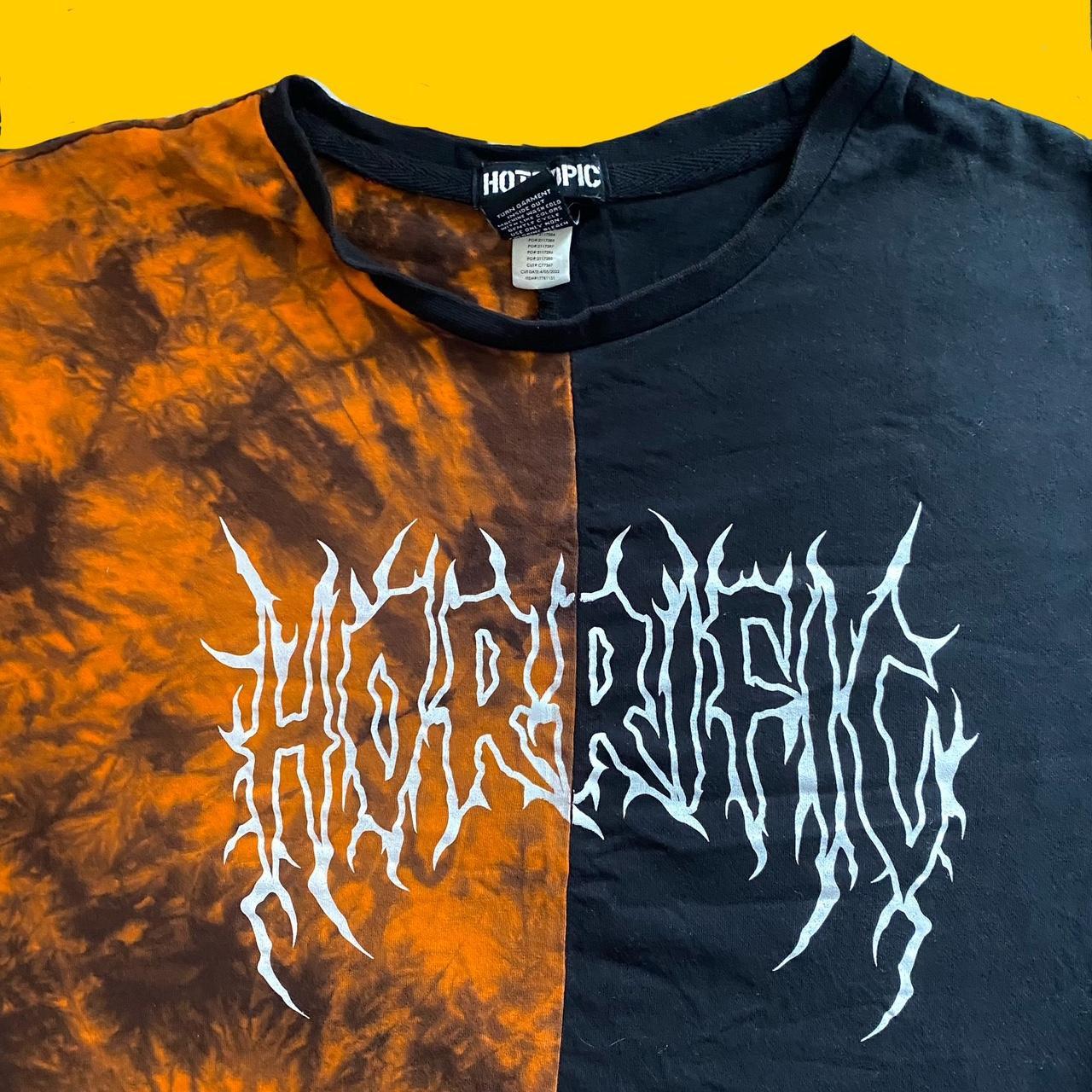 Black & Orange Horrific Split orders Wash Long-Sleeve T-Shirt