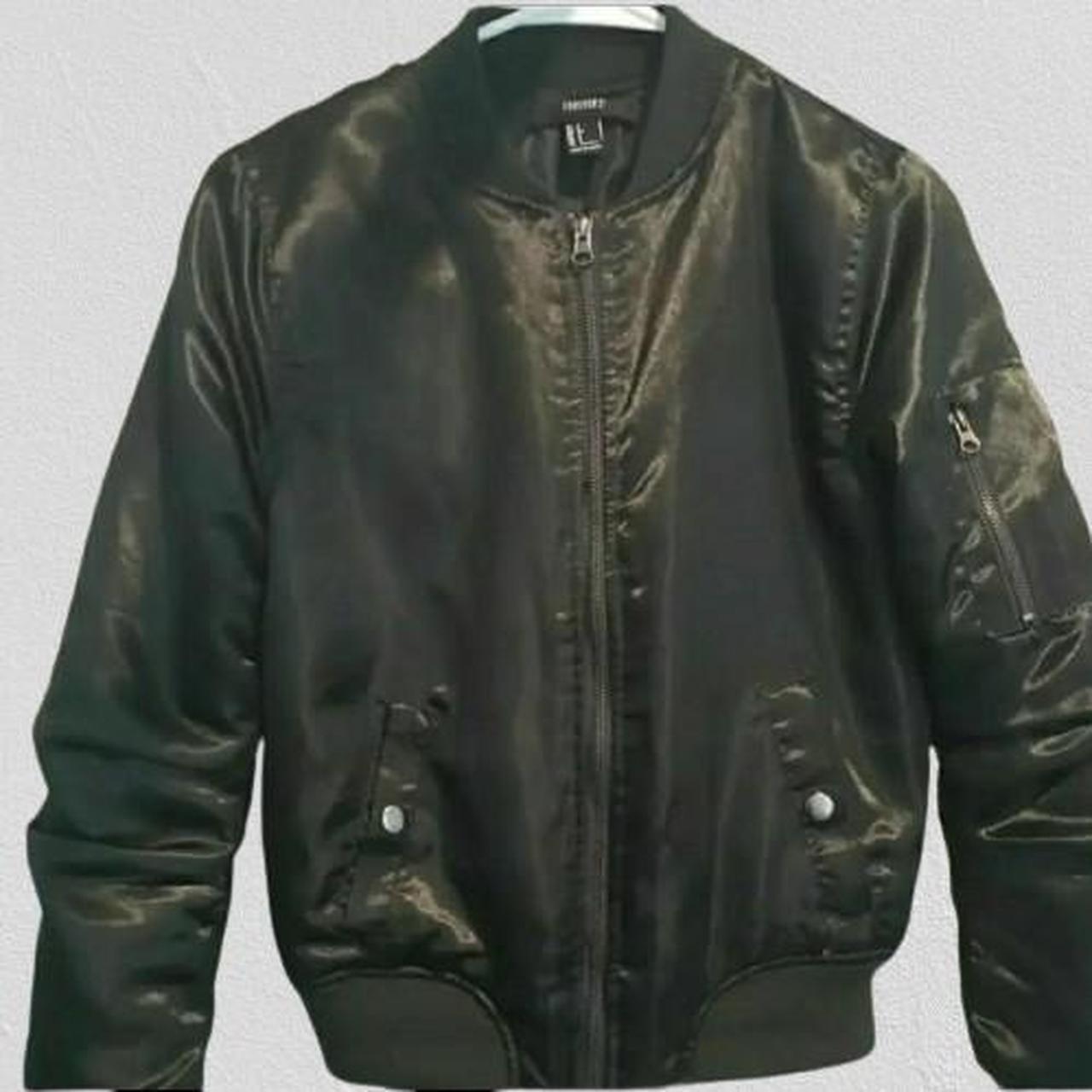 Olive army green cropped satin bomber aviator