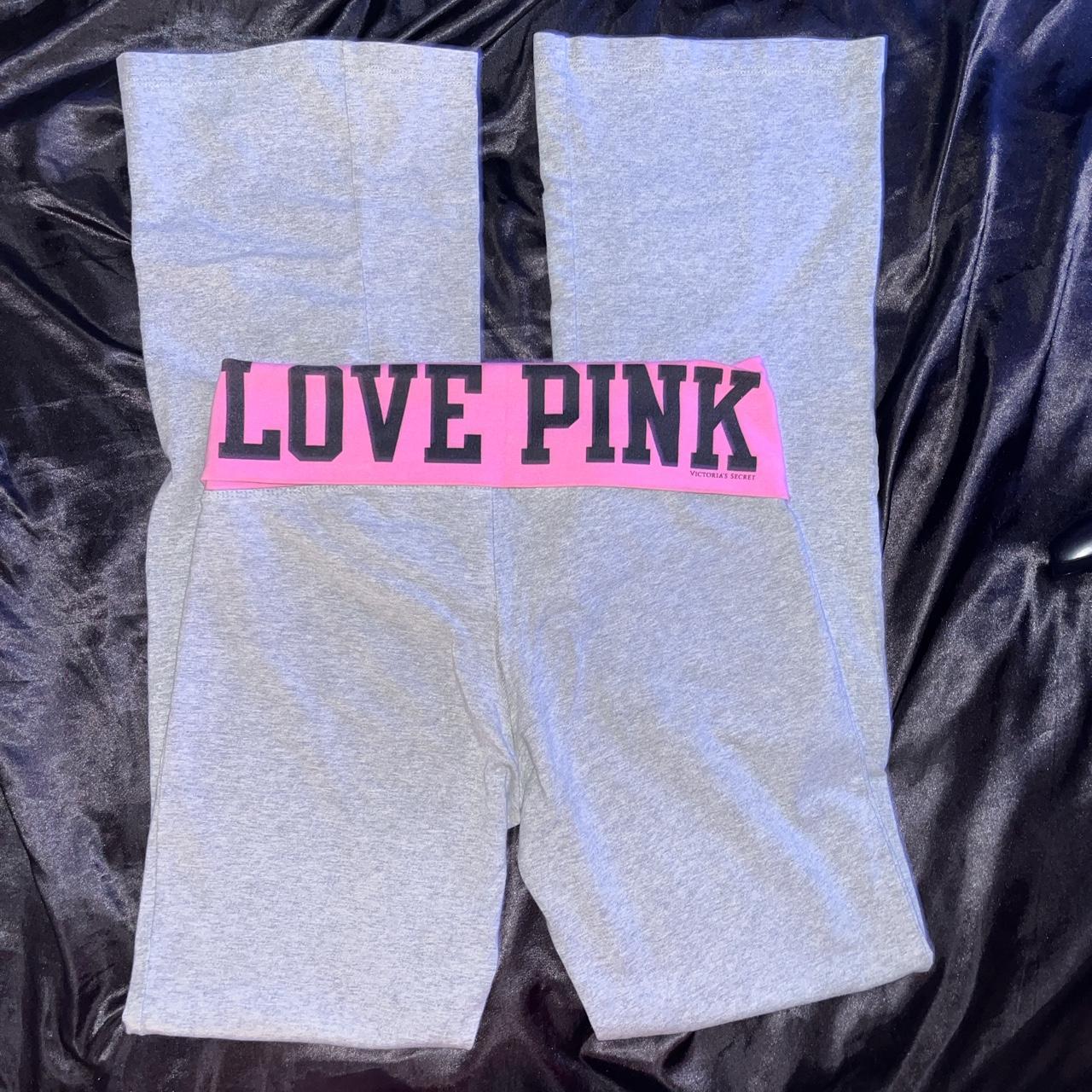 Victoria's Secret Women's Grey and Pink Leggings | Depop