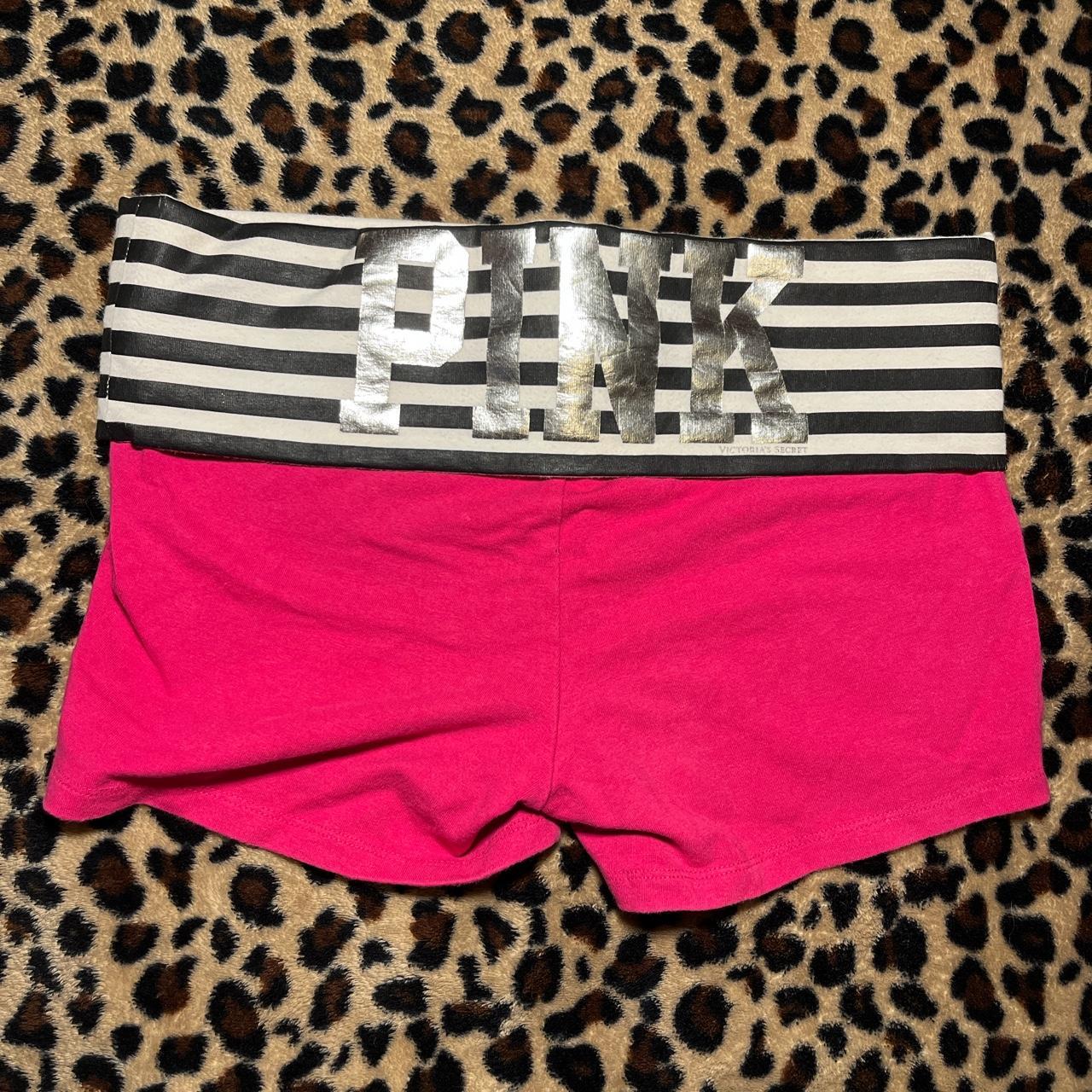 Mega rare hot pink y2k vs pink fold over yoga shorts... - Depop