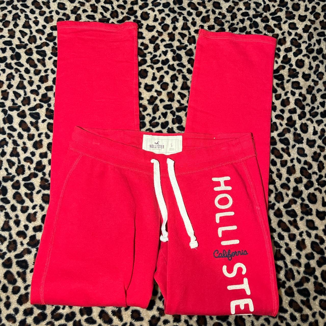 Red hollister y2k sweatpants Super cute 2000s pants - Depop