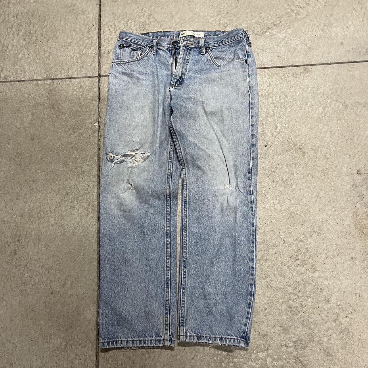 Vintage 90s distressed baggy lee jeans baggy fit... Depop