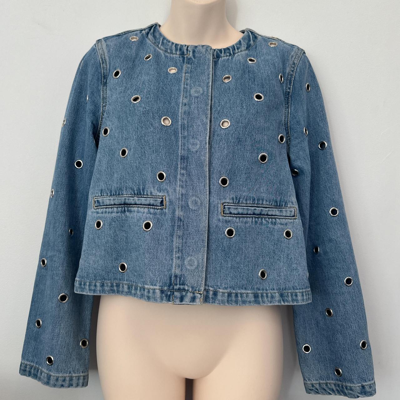 Decjuba Rani Eyelet Denim Jacket in Cove Depop