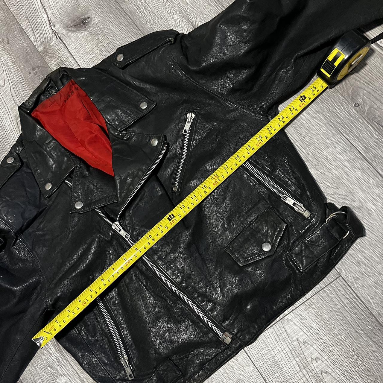 VTG 50s Black Genuine Leather Jacket Red Lining Size | Depop