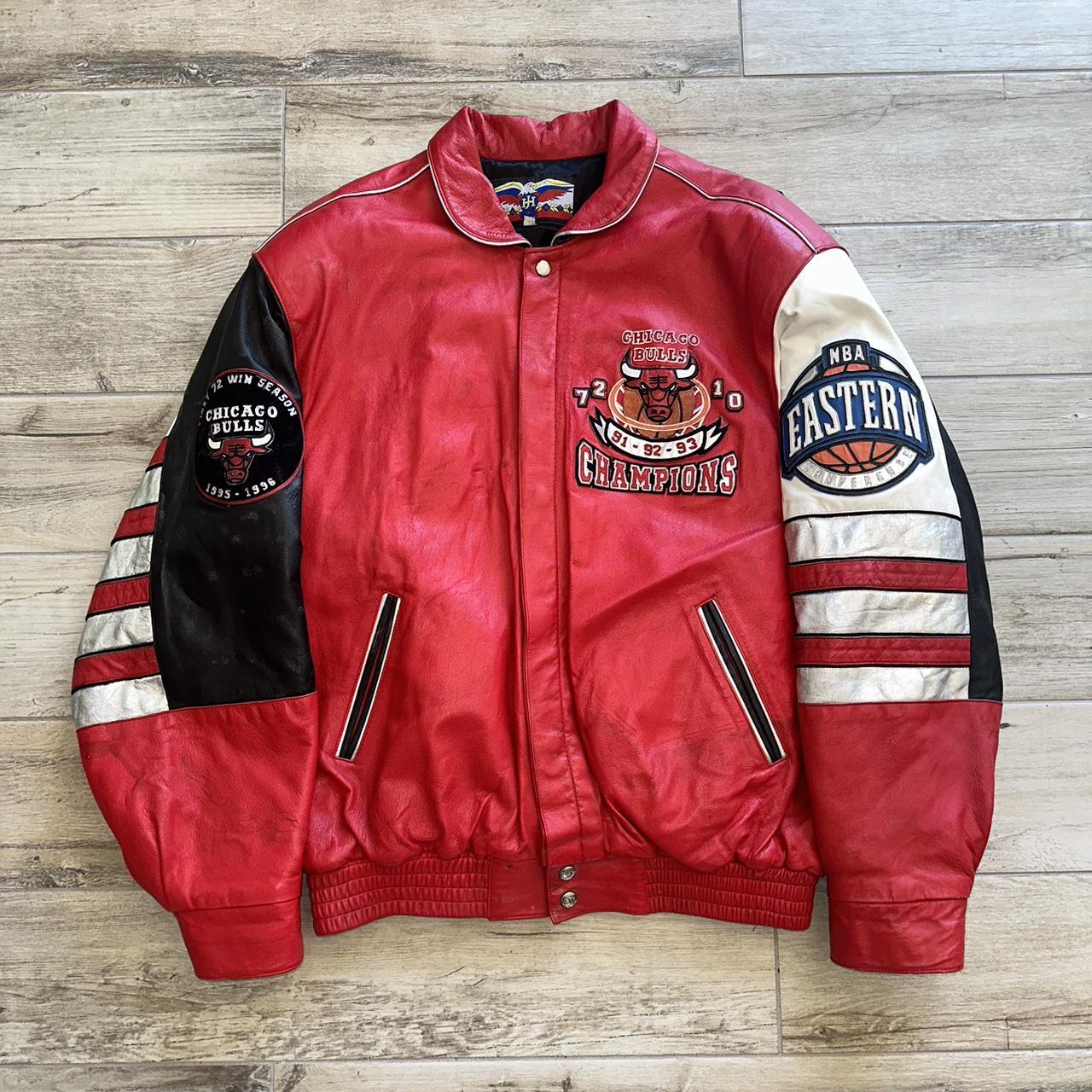 Vintage Jeff Hamilton Bulls leather jacket Size XL... - Depop