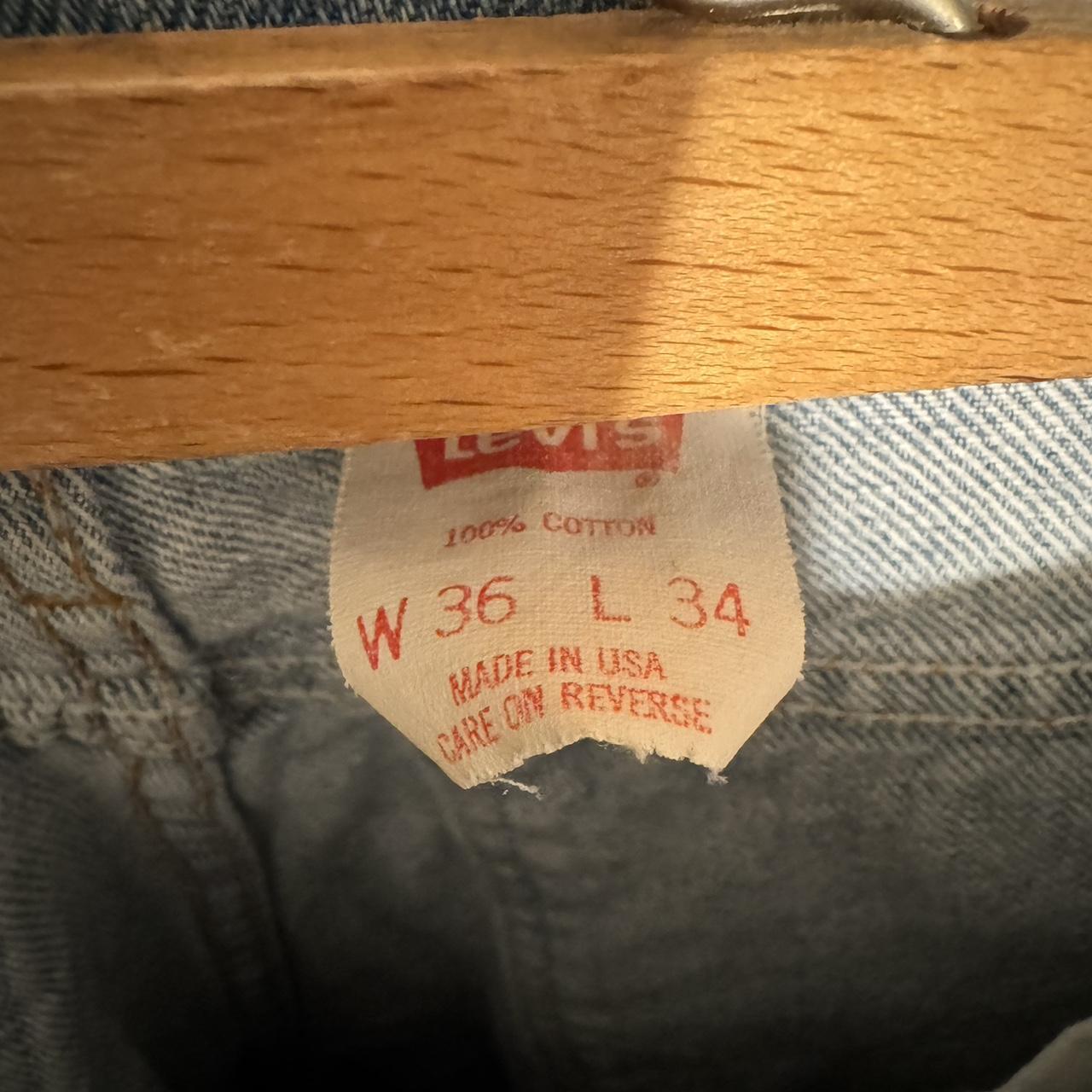 Vintage Levis 550 light-wash 36x34 MADE IN USA Depop
